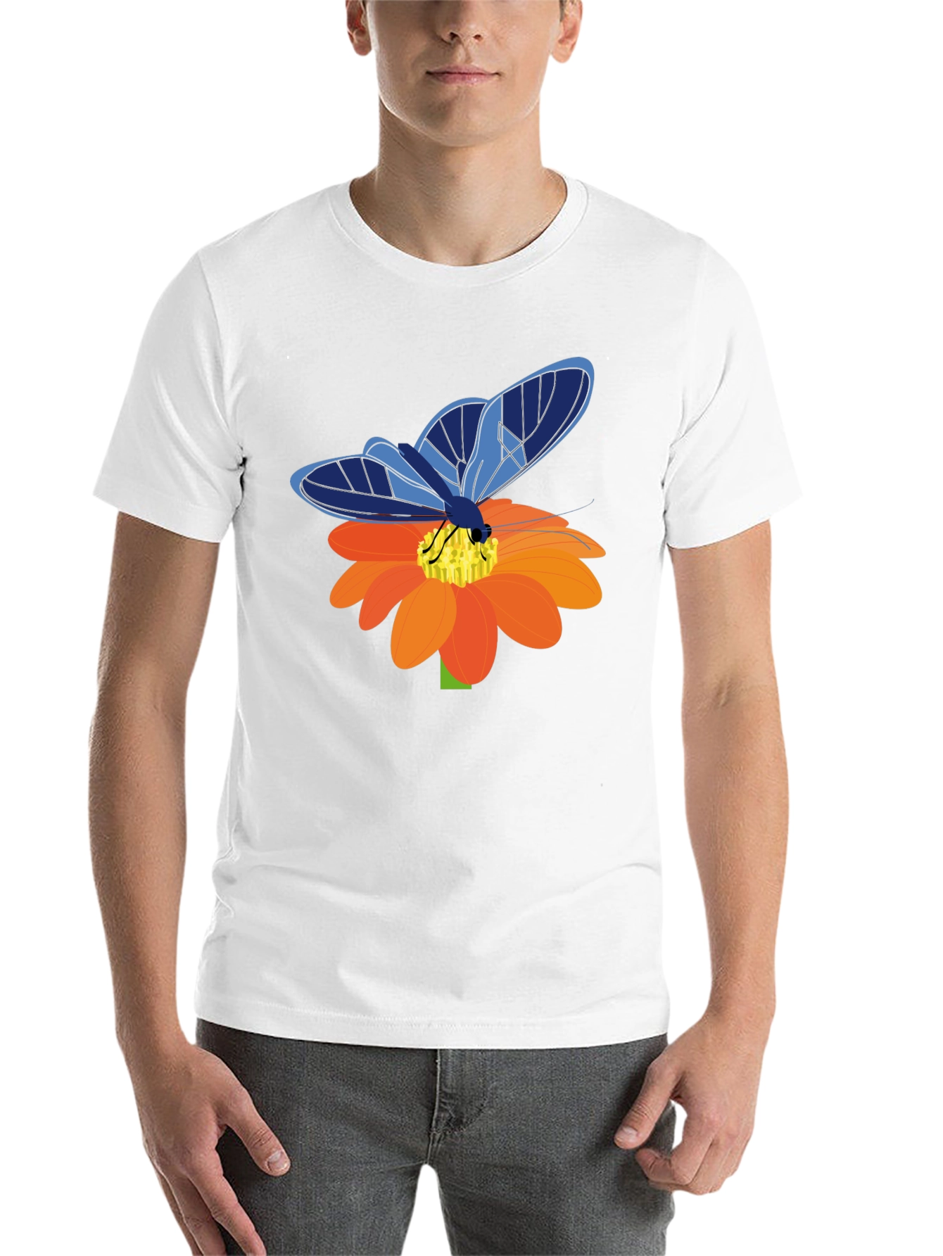 Black Butterfly on Flower Graphic T-Shirt view 14