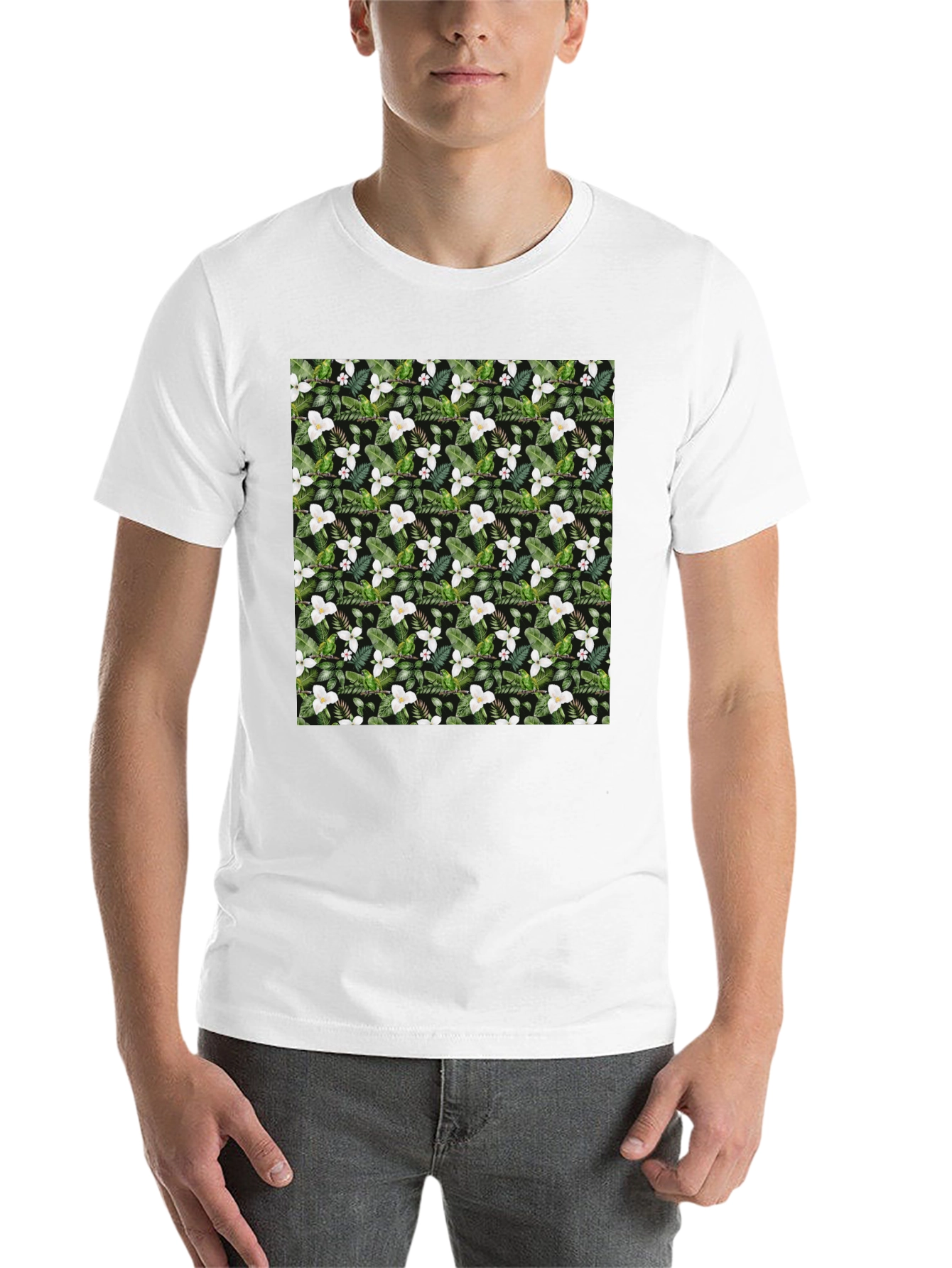 Black Floral Print T-Shirt - Botanical Design view 14