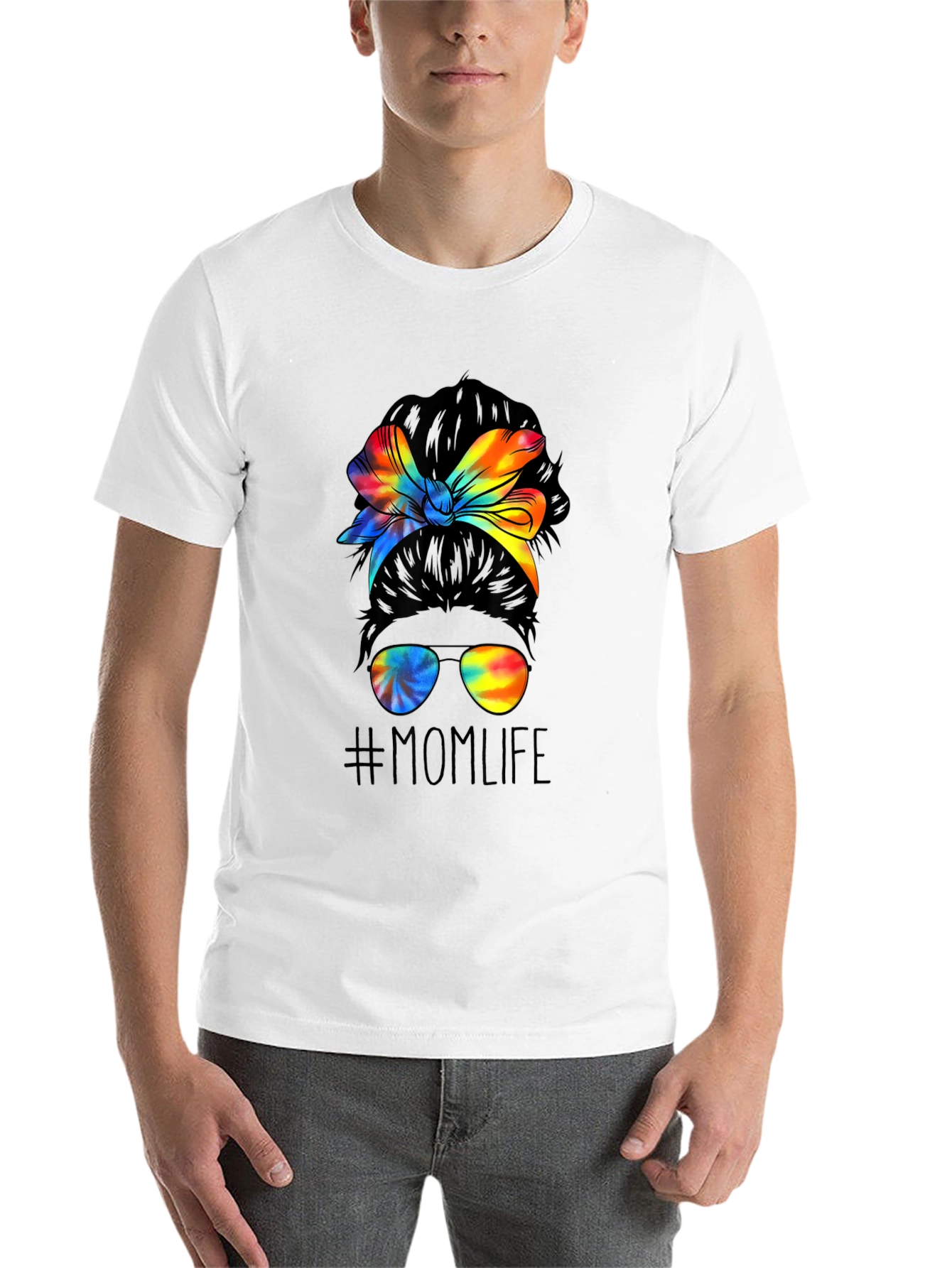 Black Mom Life Tie Dye Messy Bun Graphic Tee view 14