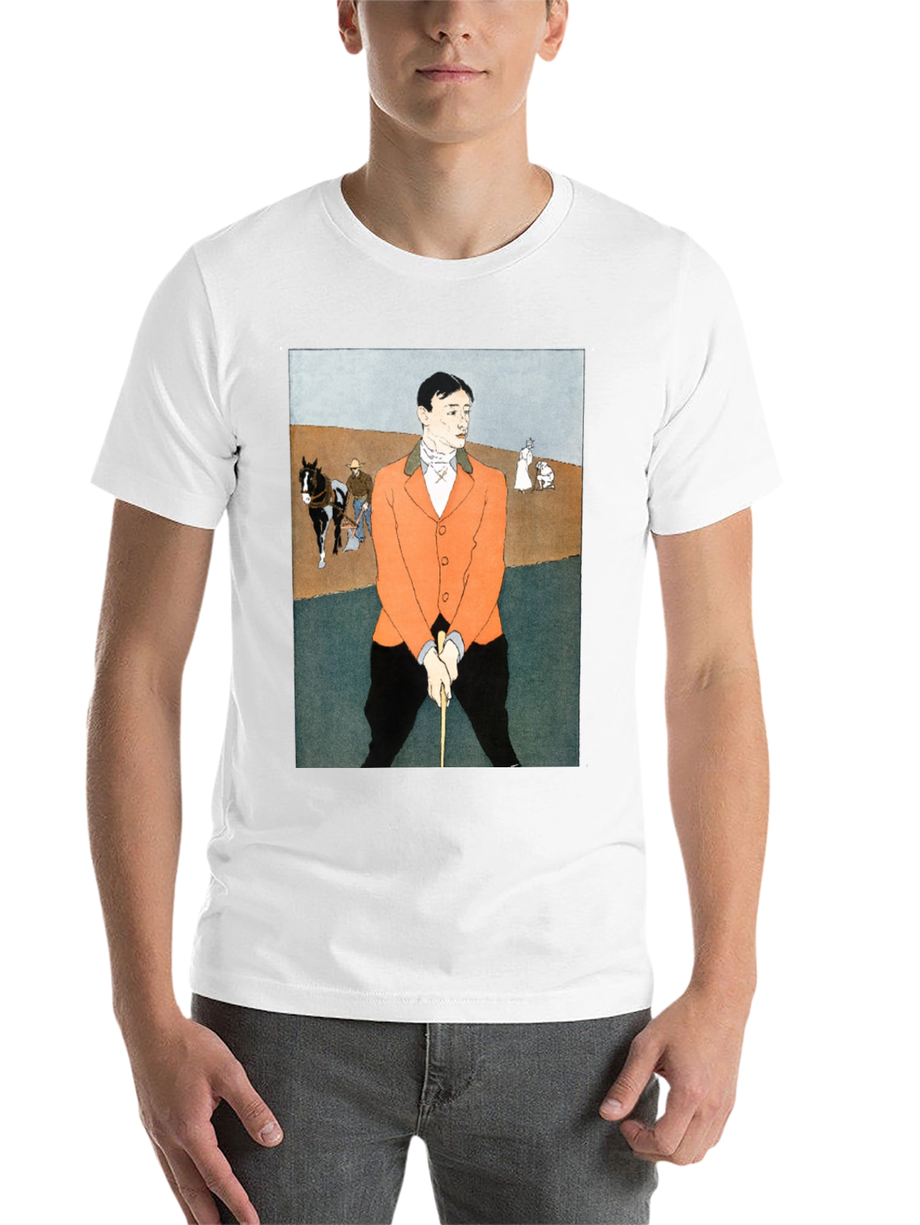 Man Golfing Print T-Shirt - Vintage Art Tee - 14