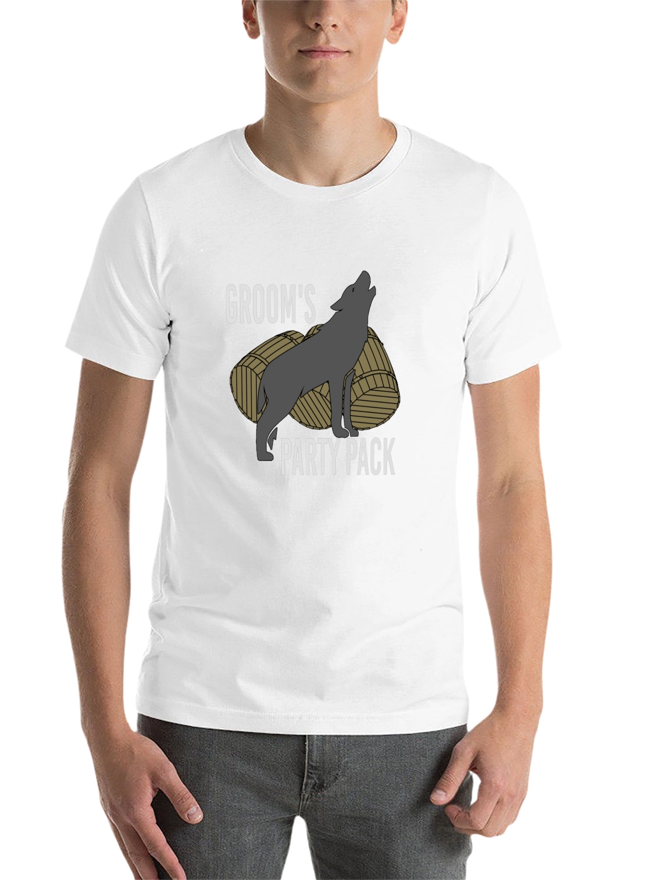 Black Groom's Party Pack T-Shirt - Wolf Design view 14