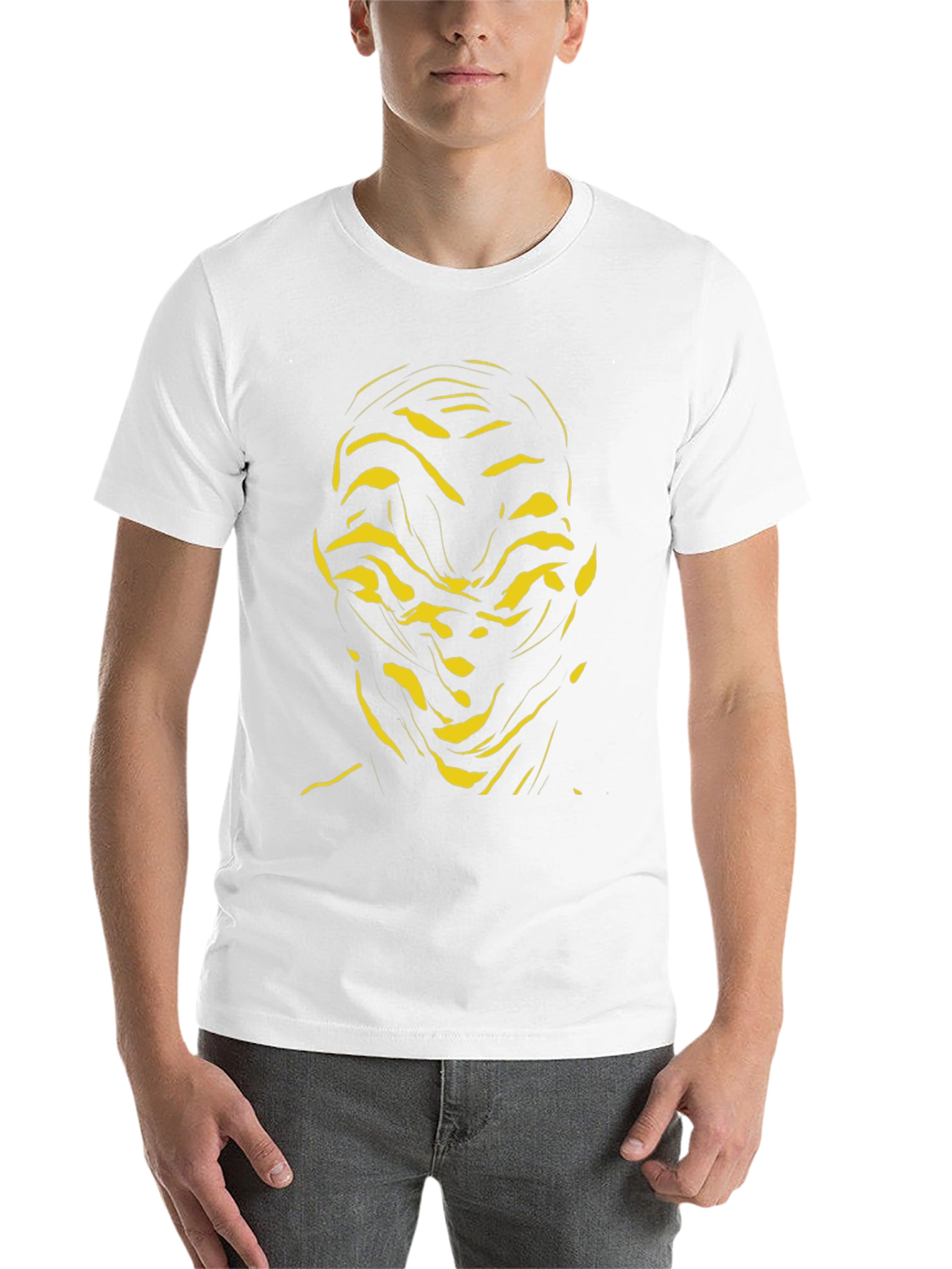 Abstract Face Graphic Tee - Black Cotton Shirt - 14