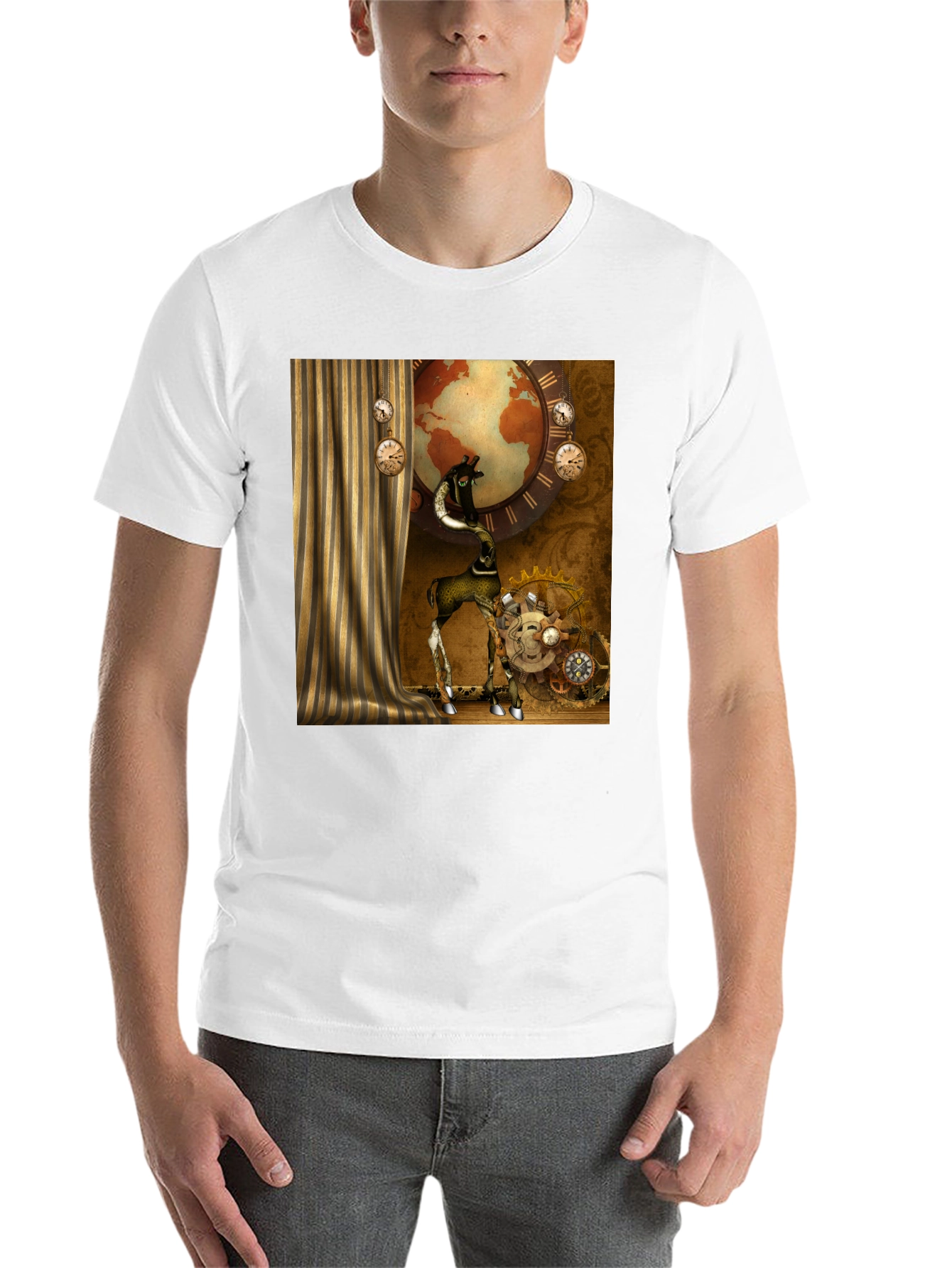 Black Steampunk Giraffe T-Shirt view 14