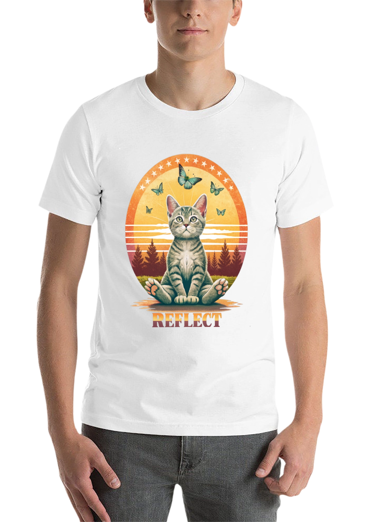Reflect Cat Butterfly Graphic Tee - Relaxed Fit - 14