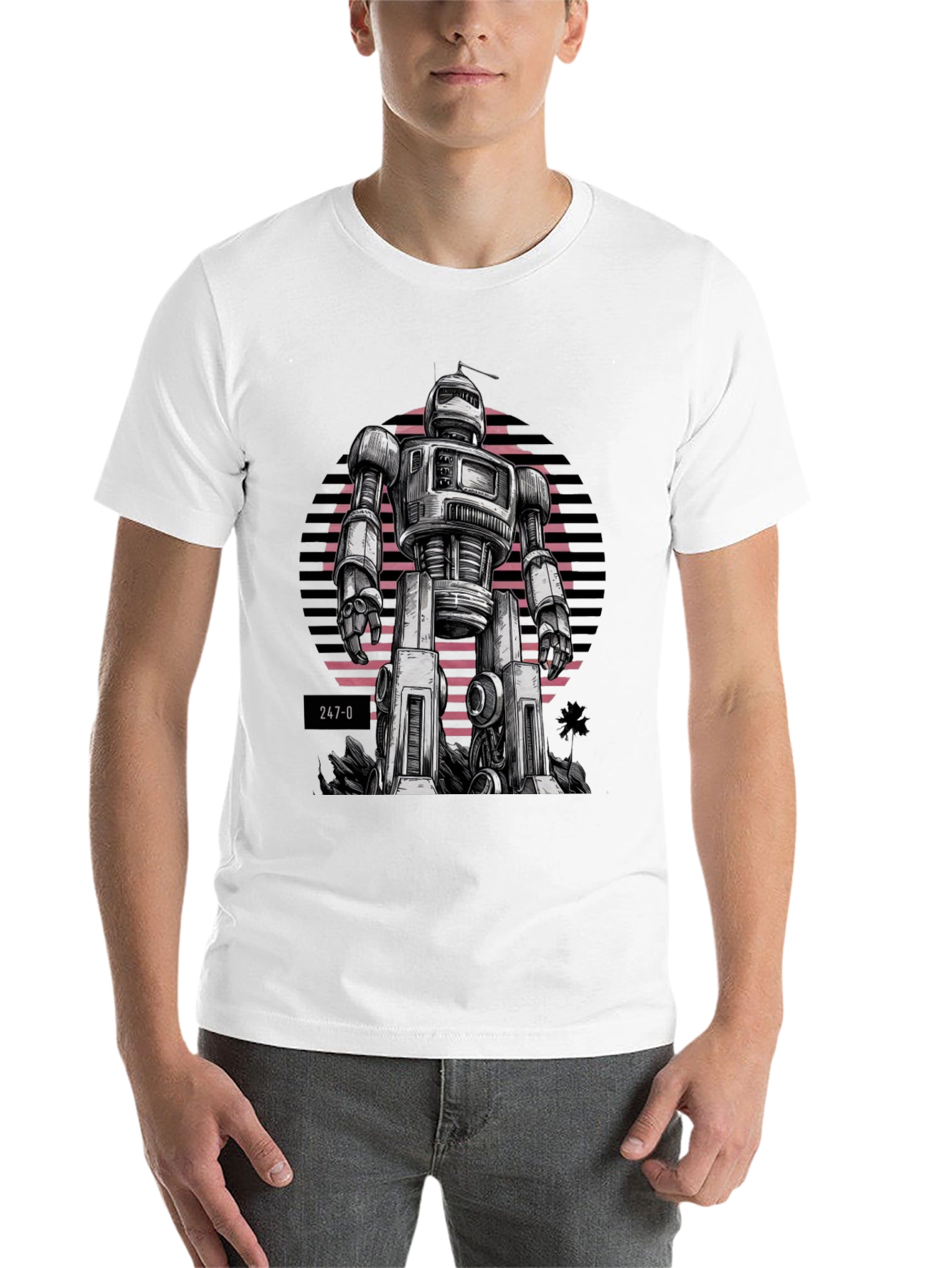 Black Retro Robot Graphic Tee view 14