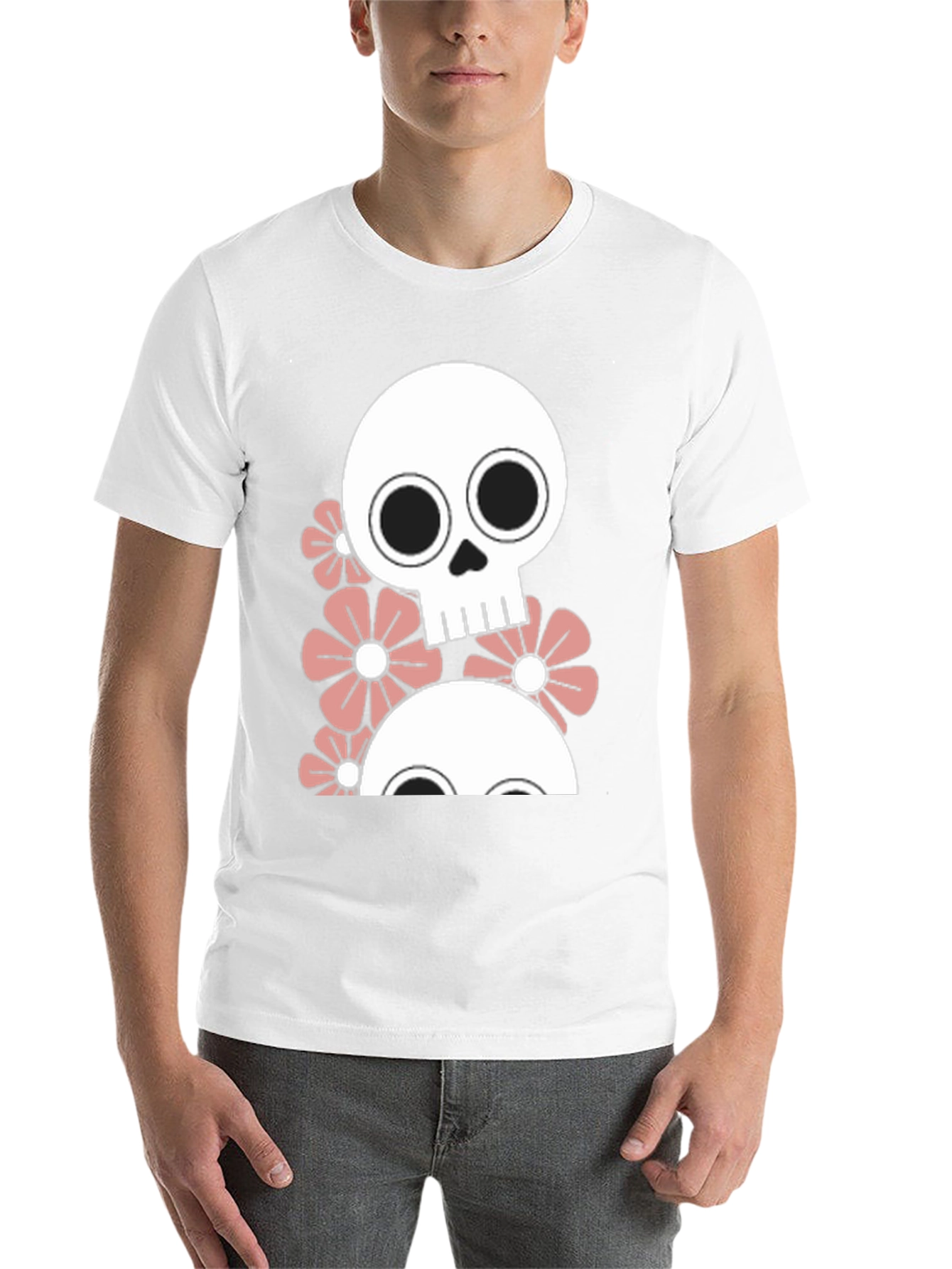 Black Skull & Flower Graphic Tee - Men's Black T-Shirt view 14