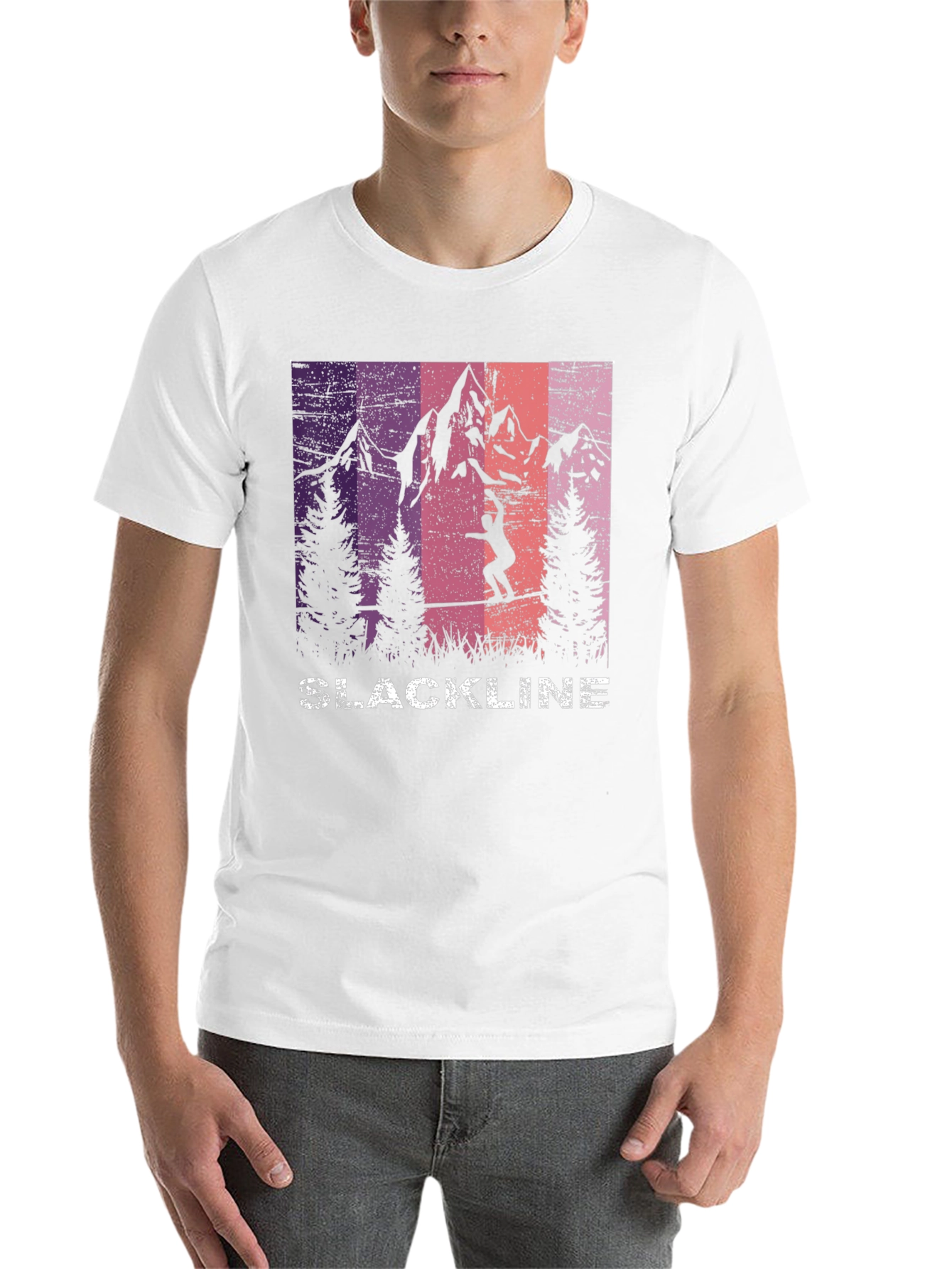 Black Slackline Mountain Graphic T-Shirt view 14
