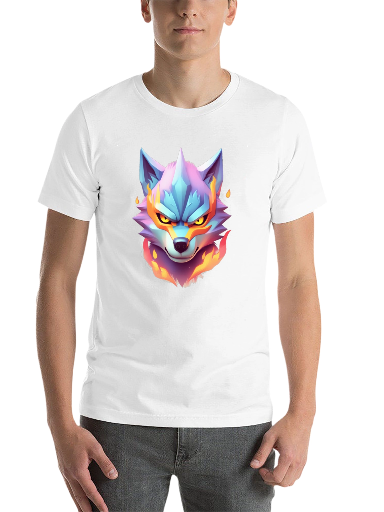 Black Fiery Wolf Graphic Tee - Cool Animal Design view 14