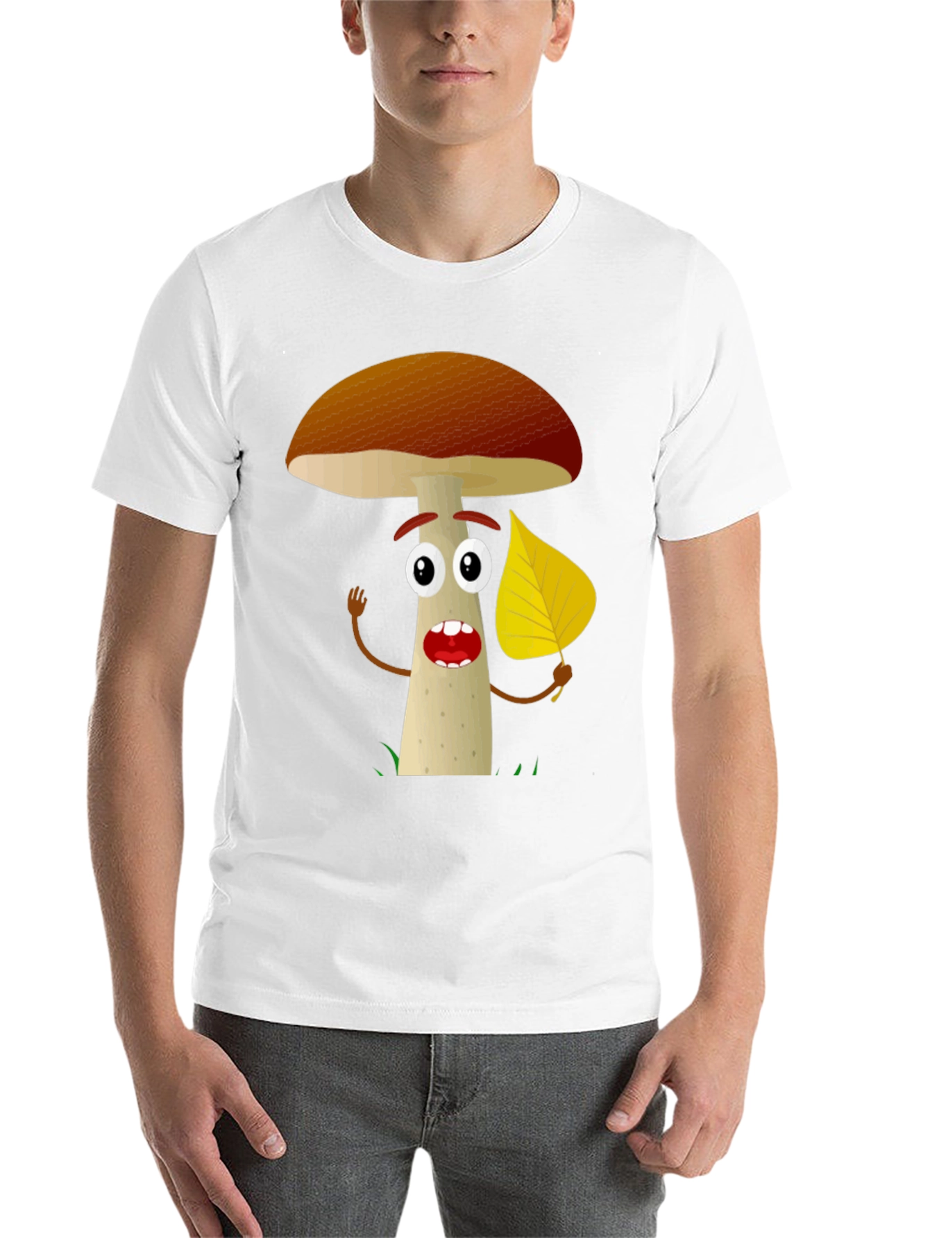 Black Cartoon Mushroom T-Shirt - Funny Nature Tee view 14