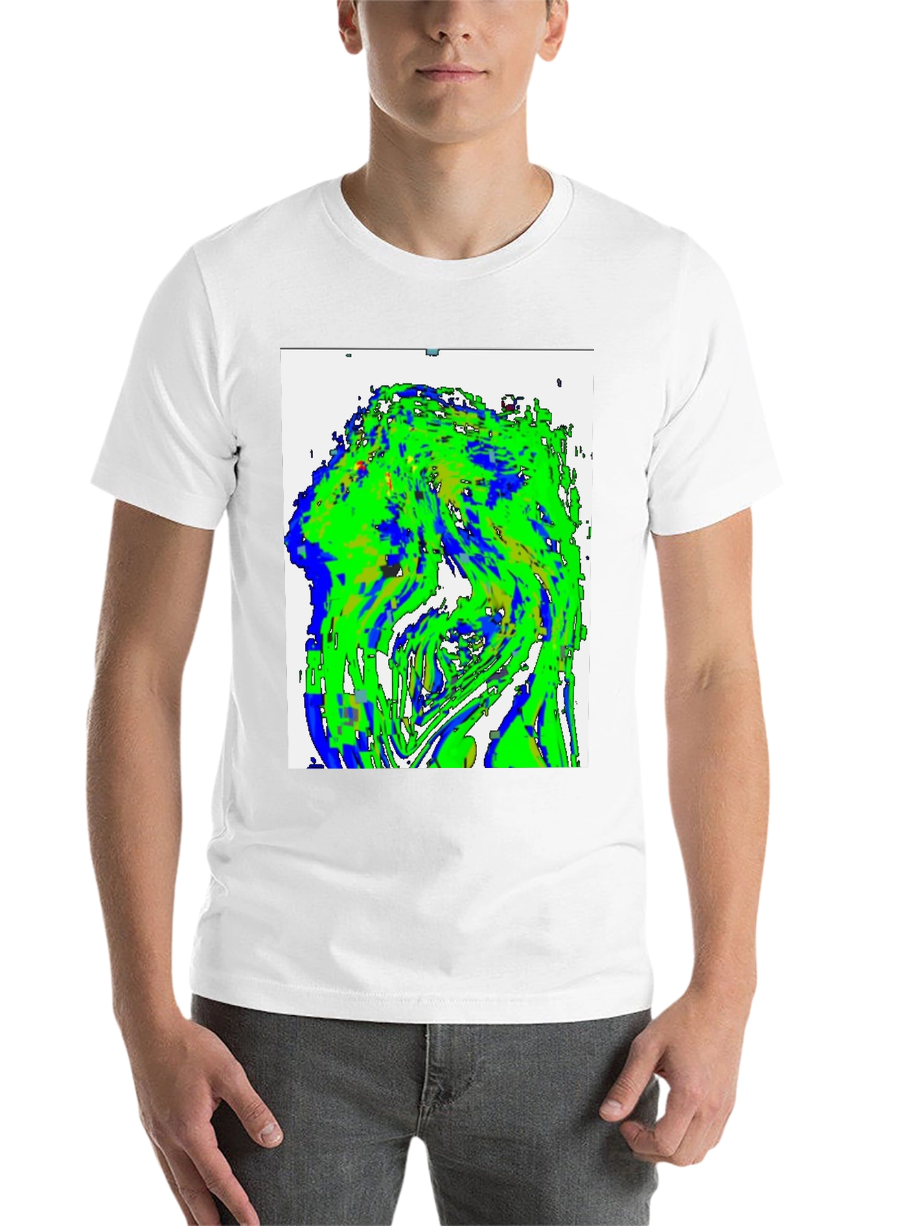 Black Abstract Green & Blue Graphic Tee view 14