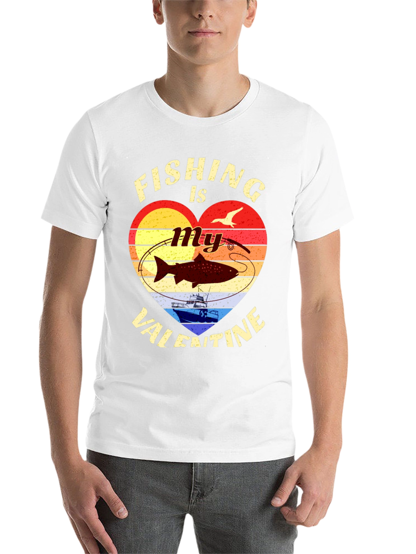 Black Fishing Valentine's Day Graphic T-Shirt view 14