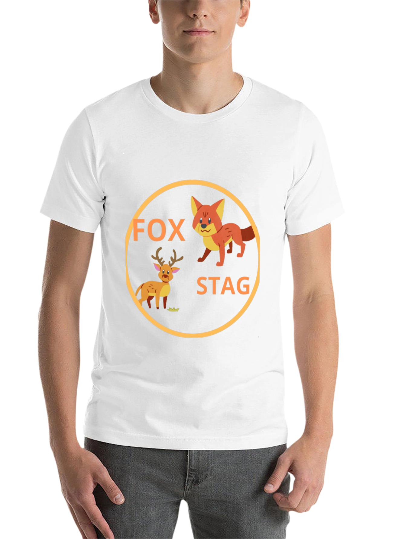 Black Fox and Stag Graphic Tee - Cute Animal Design view 14