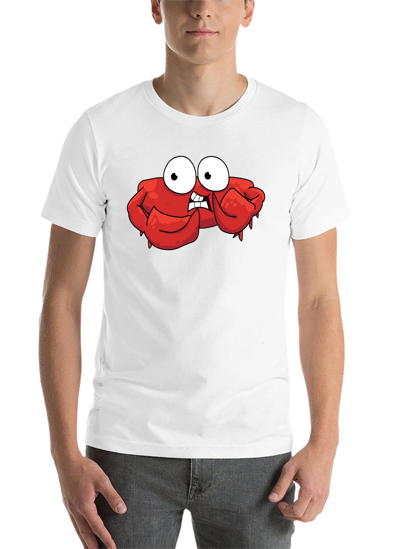 Black Funny Cartoon Crab Graphic Black T-Shirt view 14