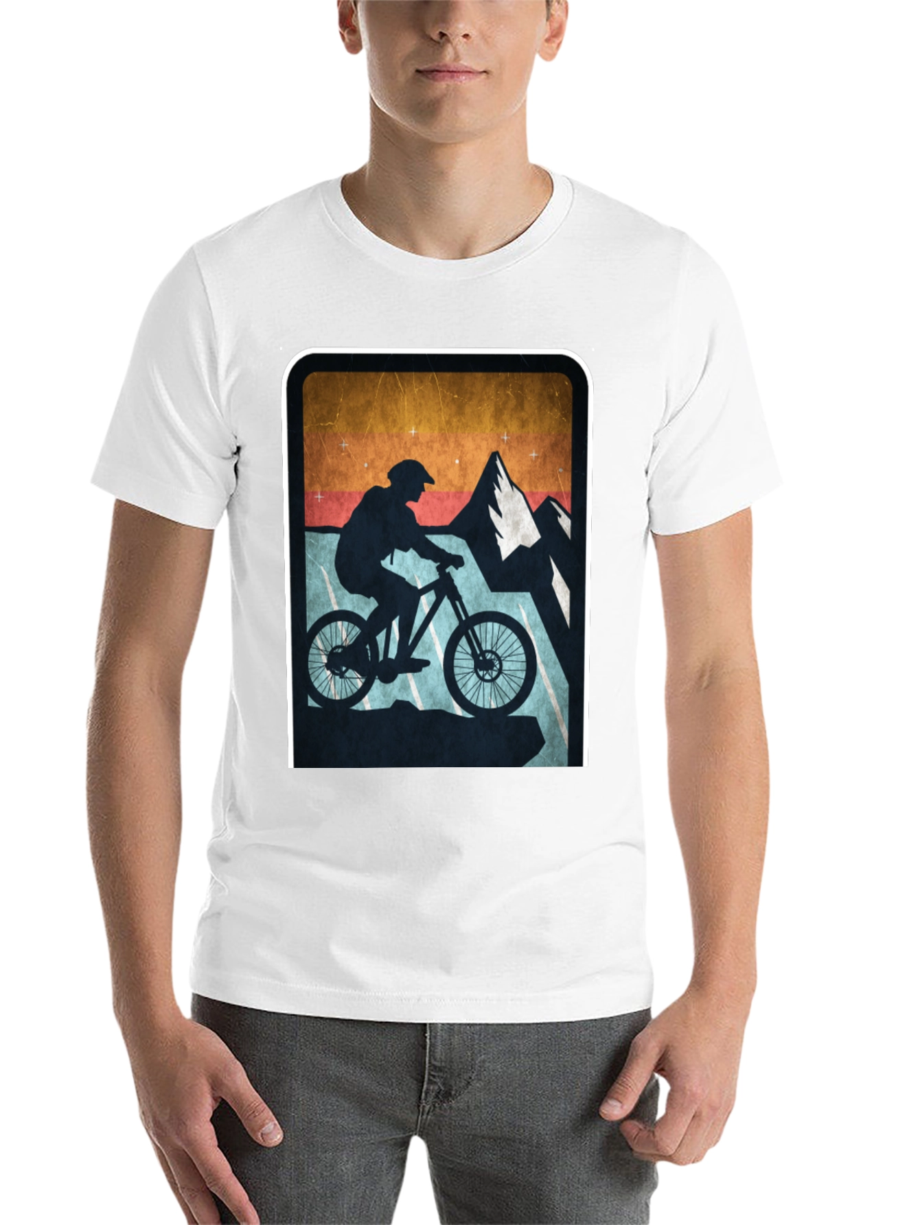 Black Mountain Biking Silhouette Graphic Tee view 14