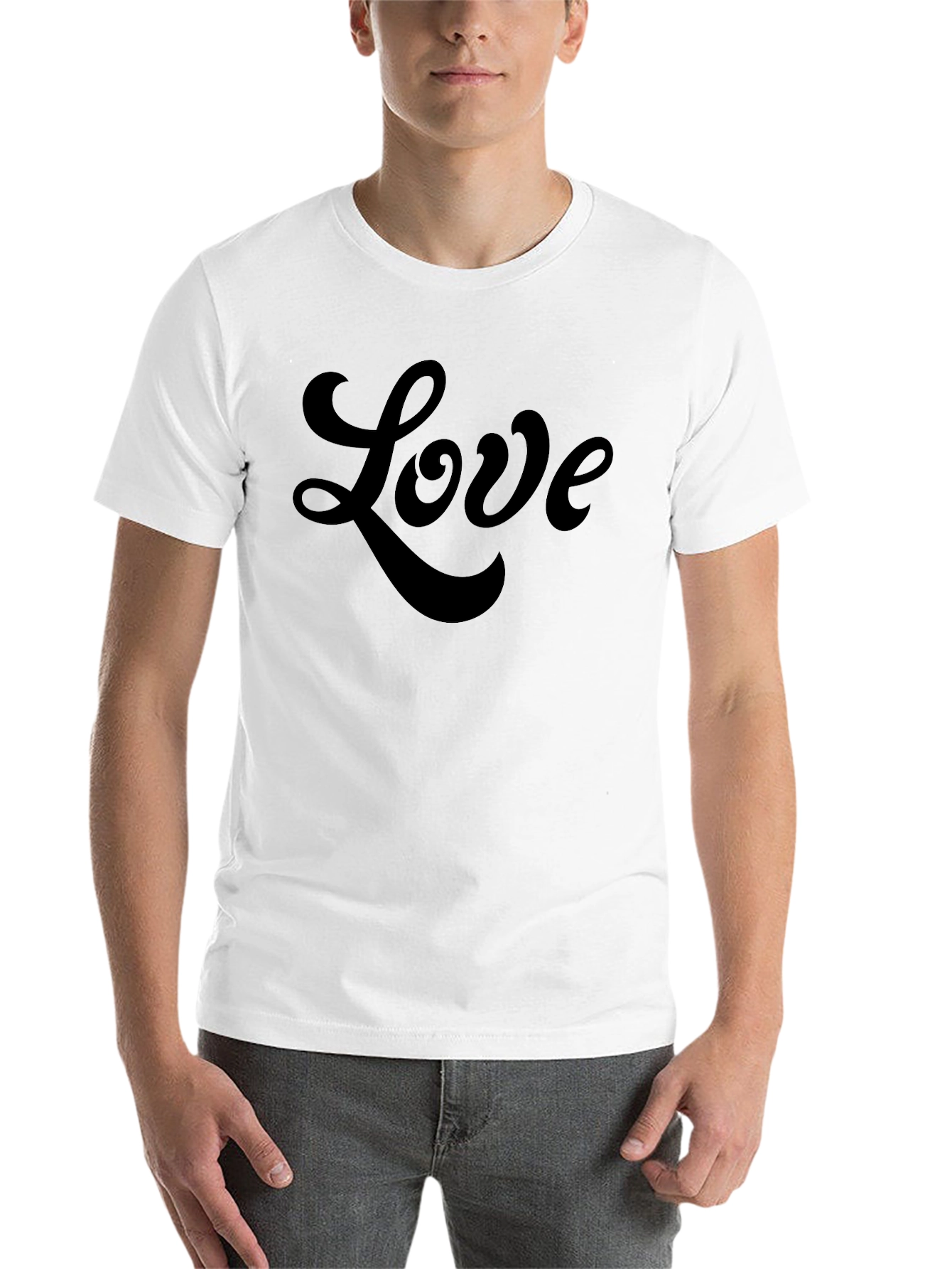 Black Love Script Black Tee Shirt - Stylish Casual Wear view 14