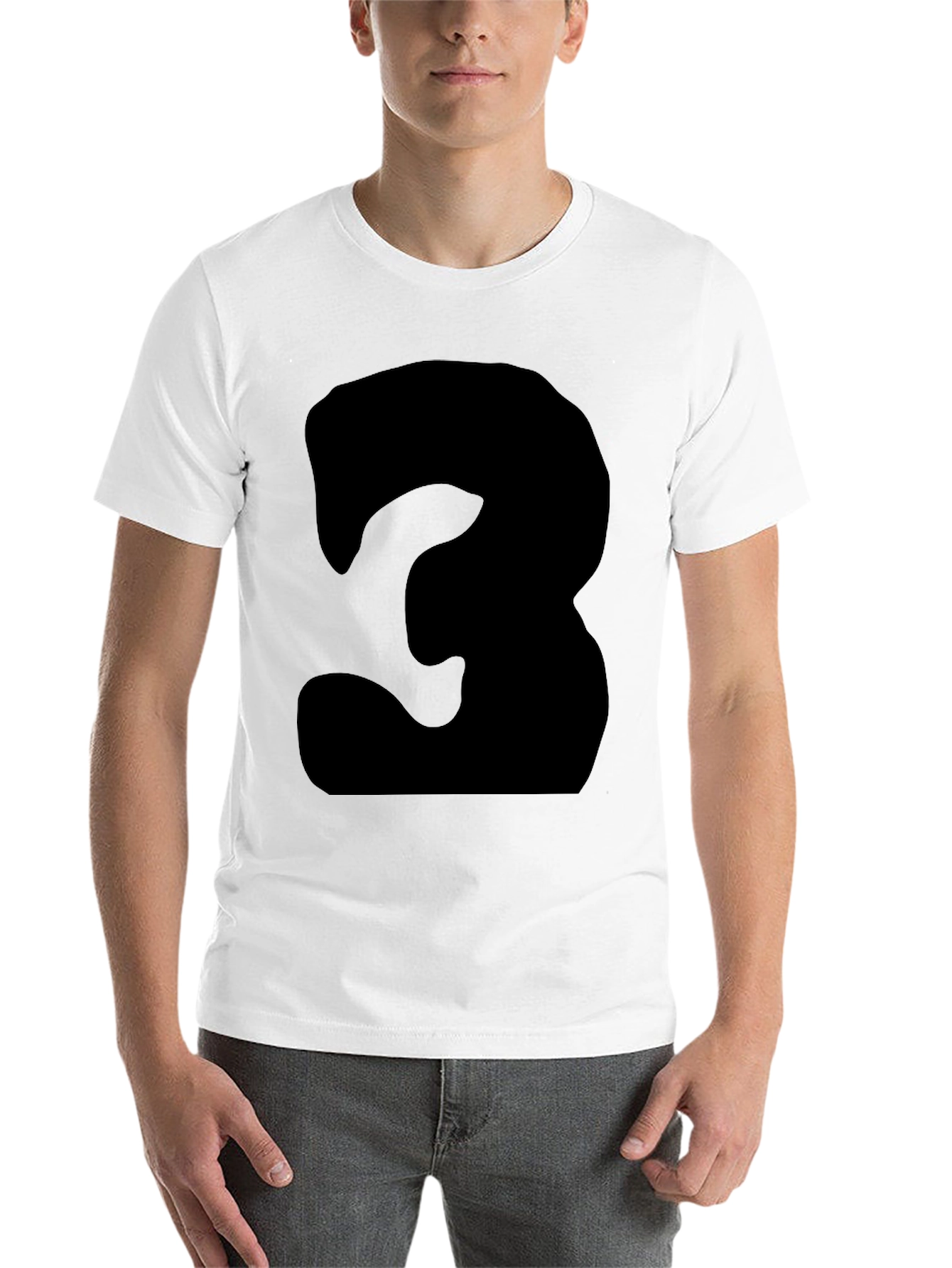 Black Men's Black T-Shirt with Bold Number '3' Design view 14