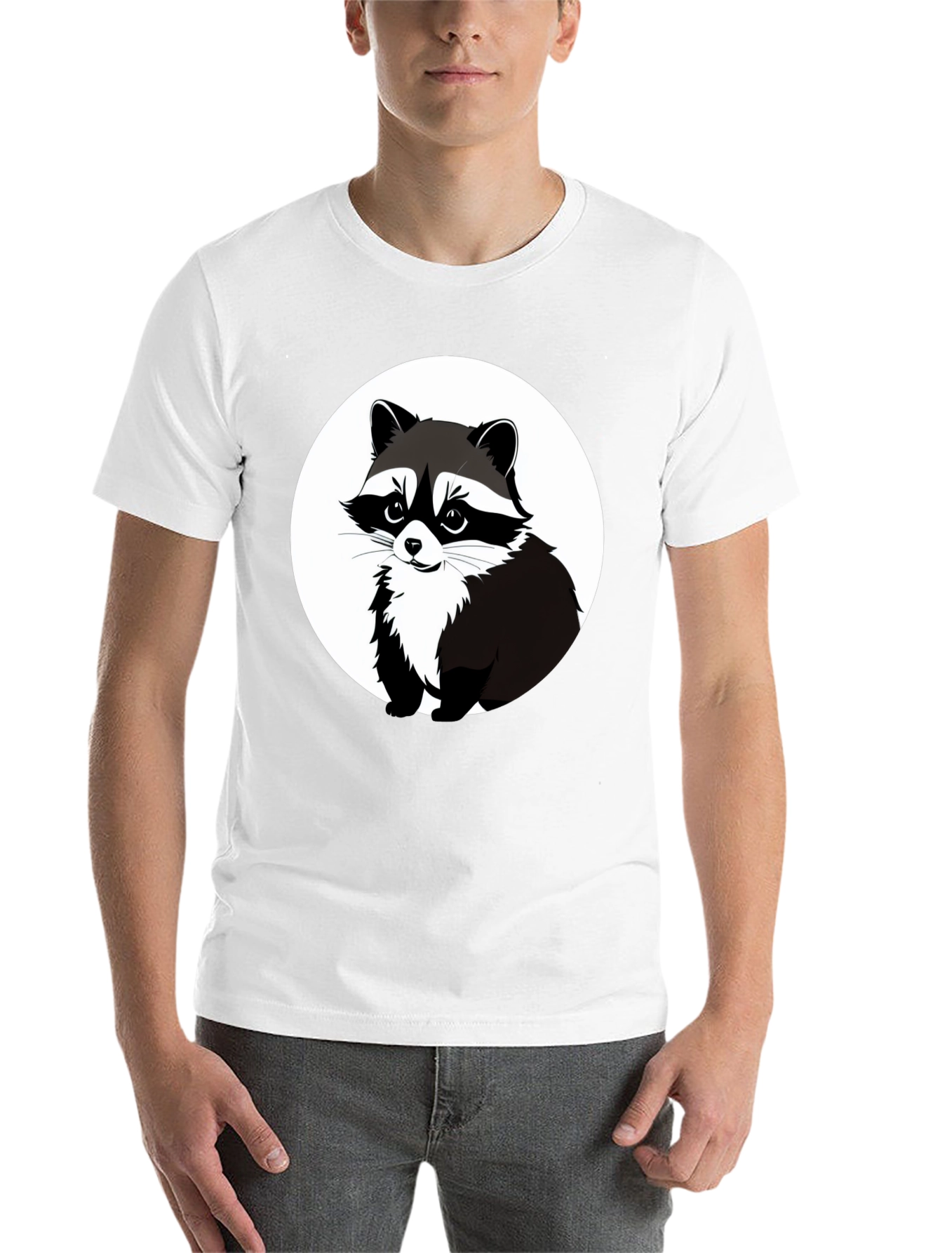 Black Raccoon Graphic Tee - Black Casual T-Shirt view 14