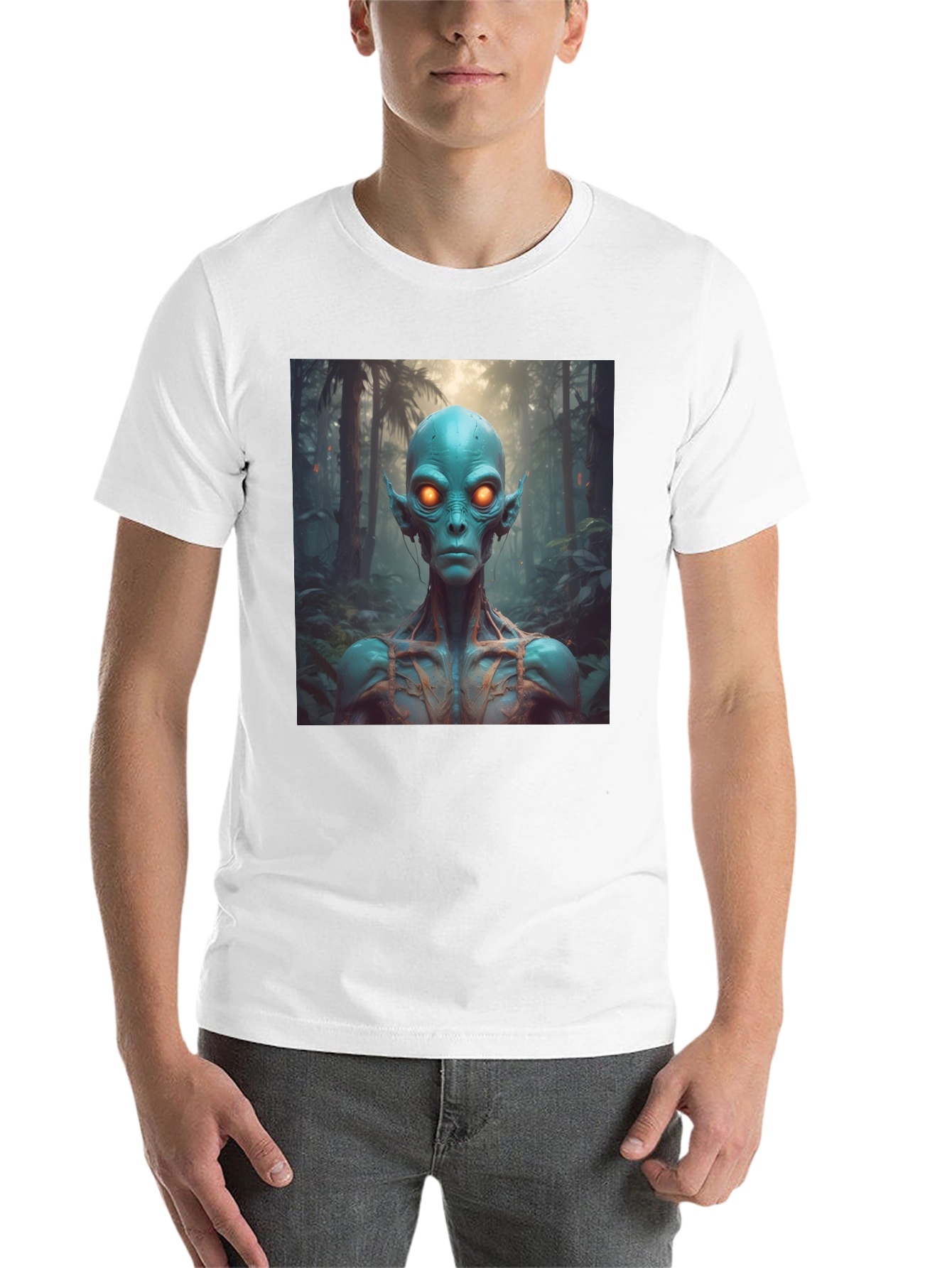 Black Alien Portrait Black T-Shirt view 14
