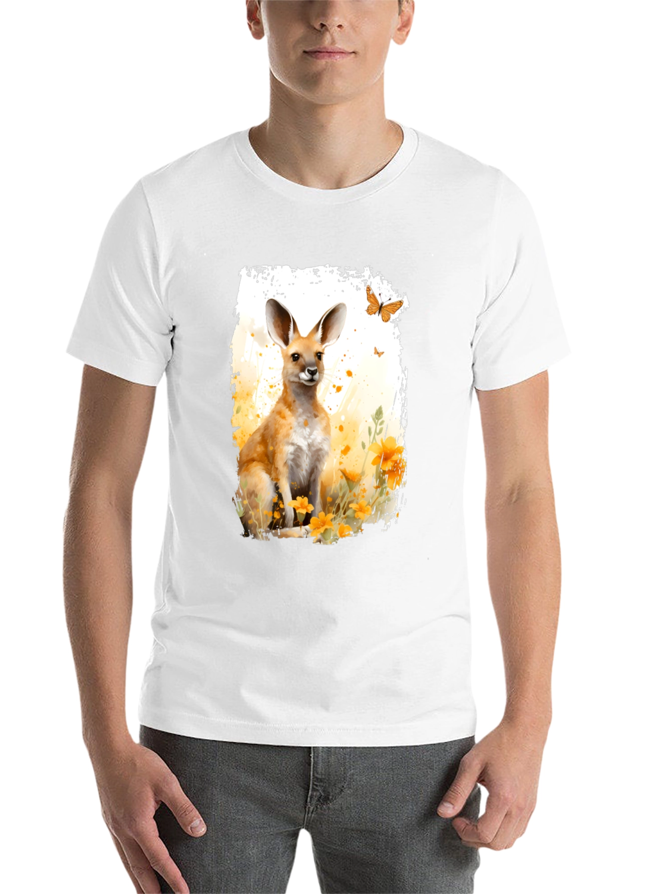 Black Kangaroo Watercolor Graphic Tee view 14