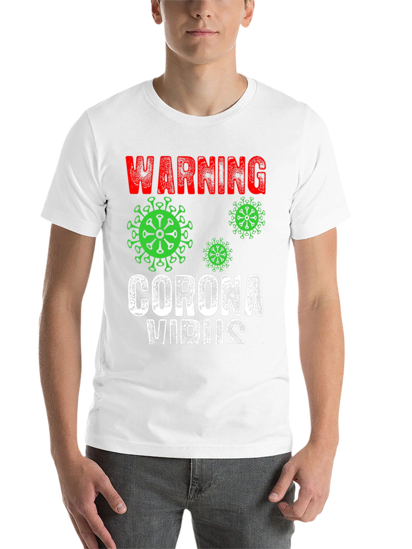 Black Warning Coronavirus T-Shirt Black Novelty Tee view 14