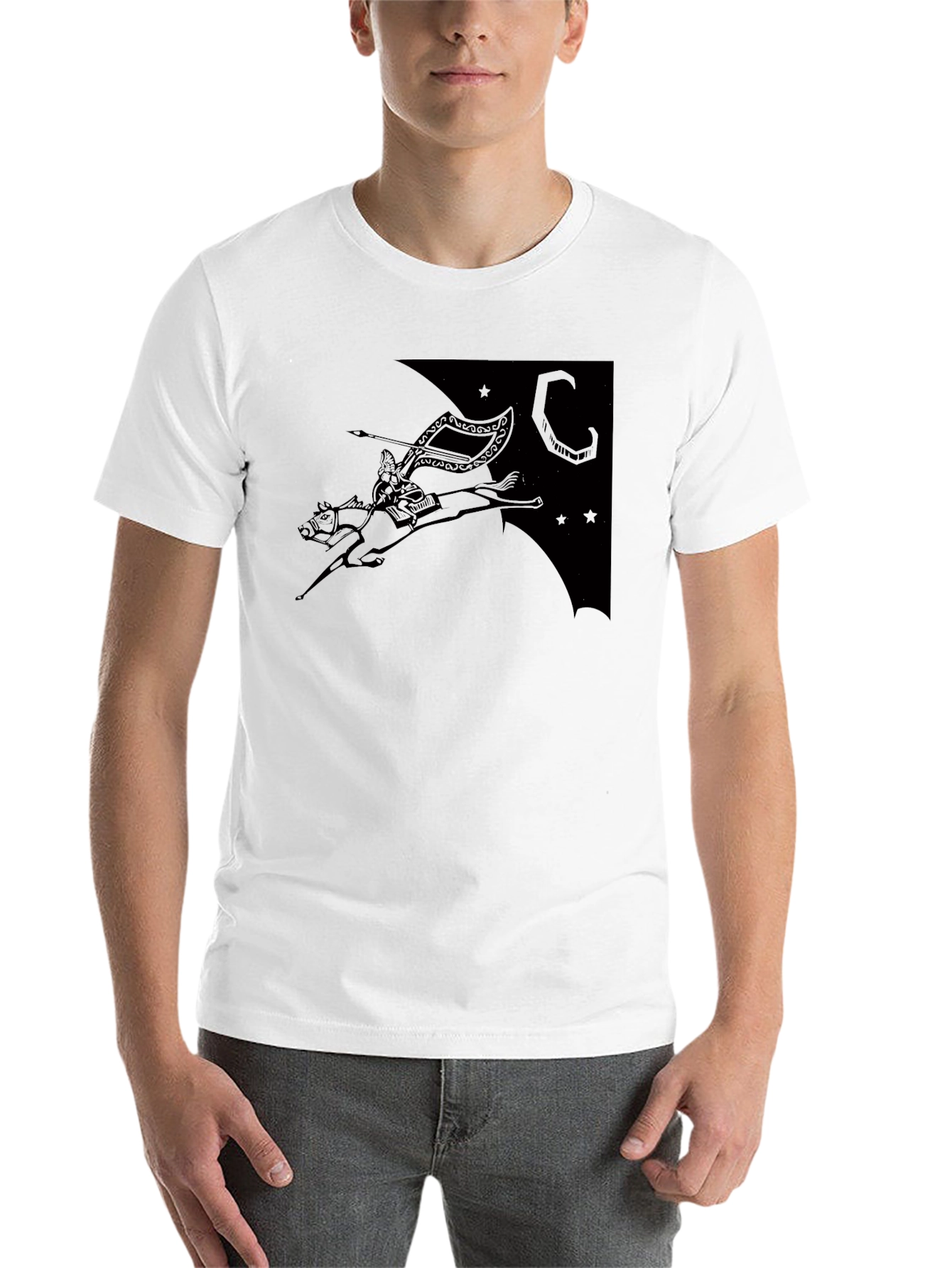 Black Black T-Shirt with Horse Rider Print view 14