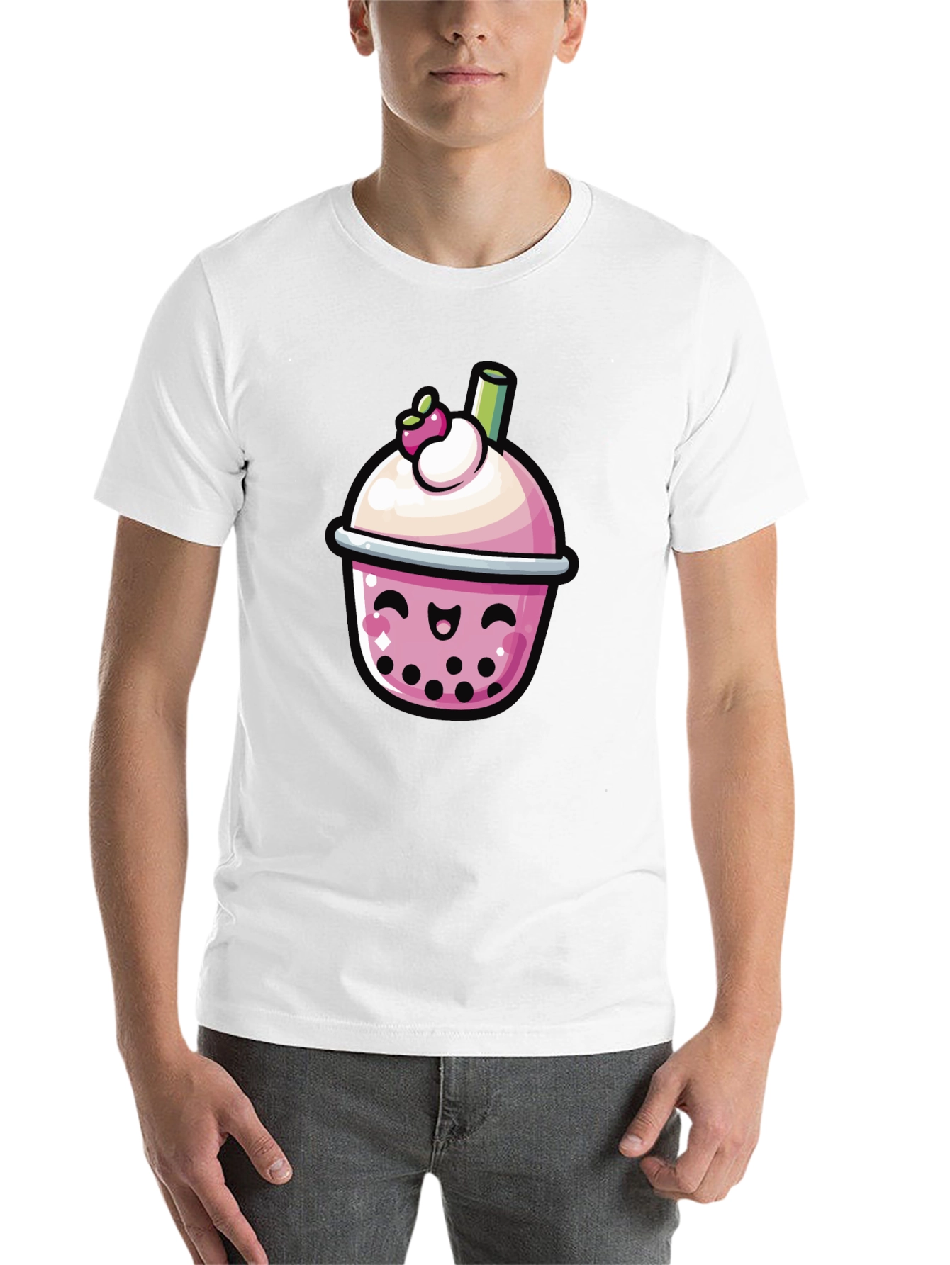 Black Kawaii Boba Tea Graphic Tee - Black view 14