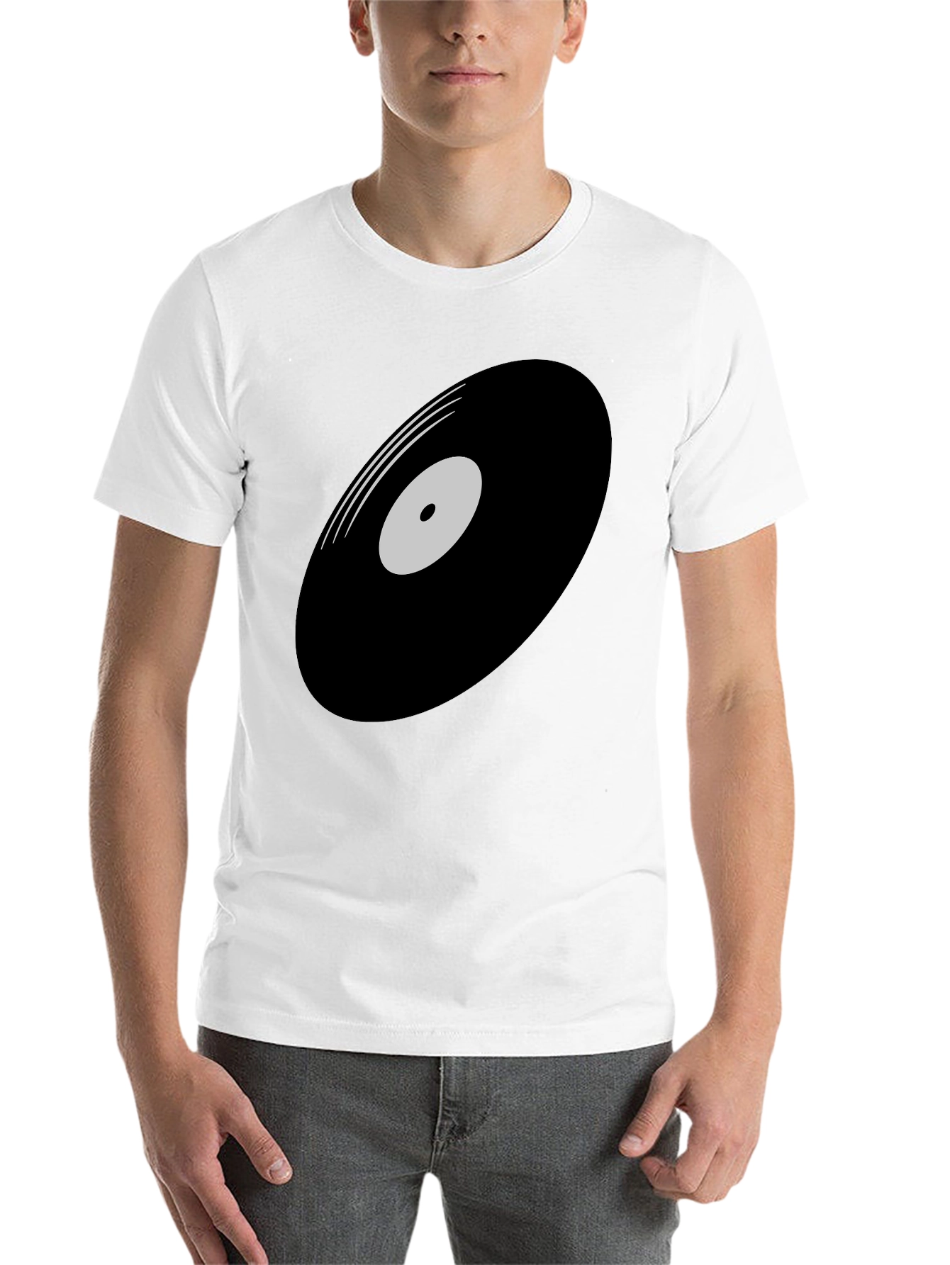 Black Retro Vinyl Record Graphic T-Shirt - Black view 14