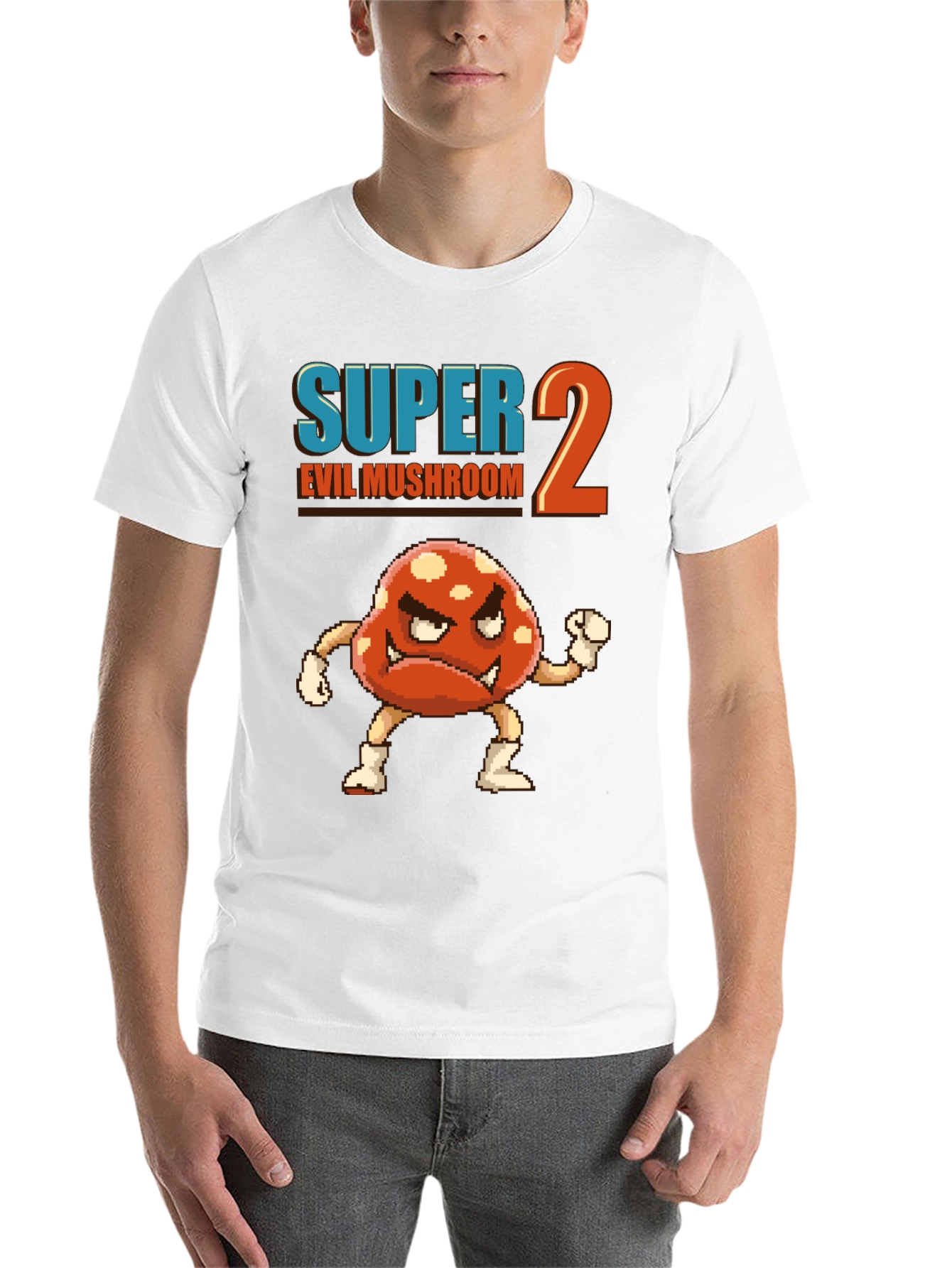 Black Super 2 Evil Mushroom Graphic T-Shirt view 14
