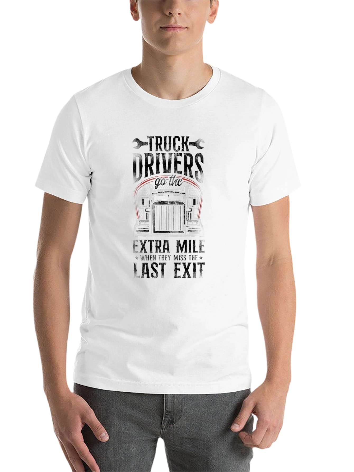 Black Truck Driver Extra Mile Graphic Tee view 14