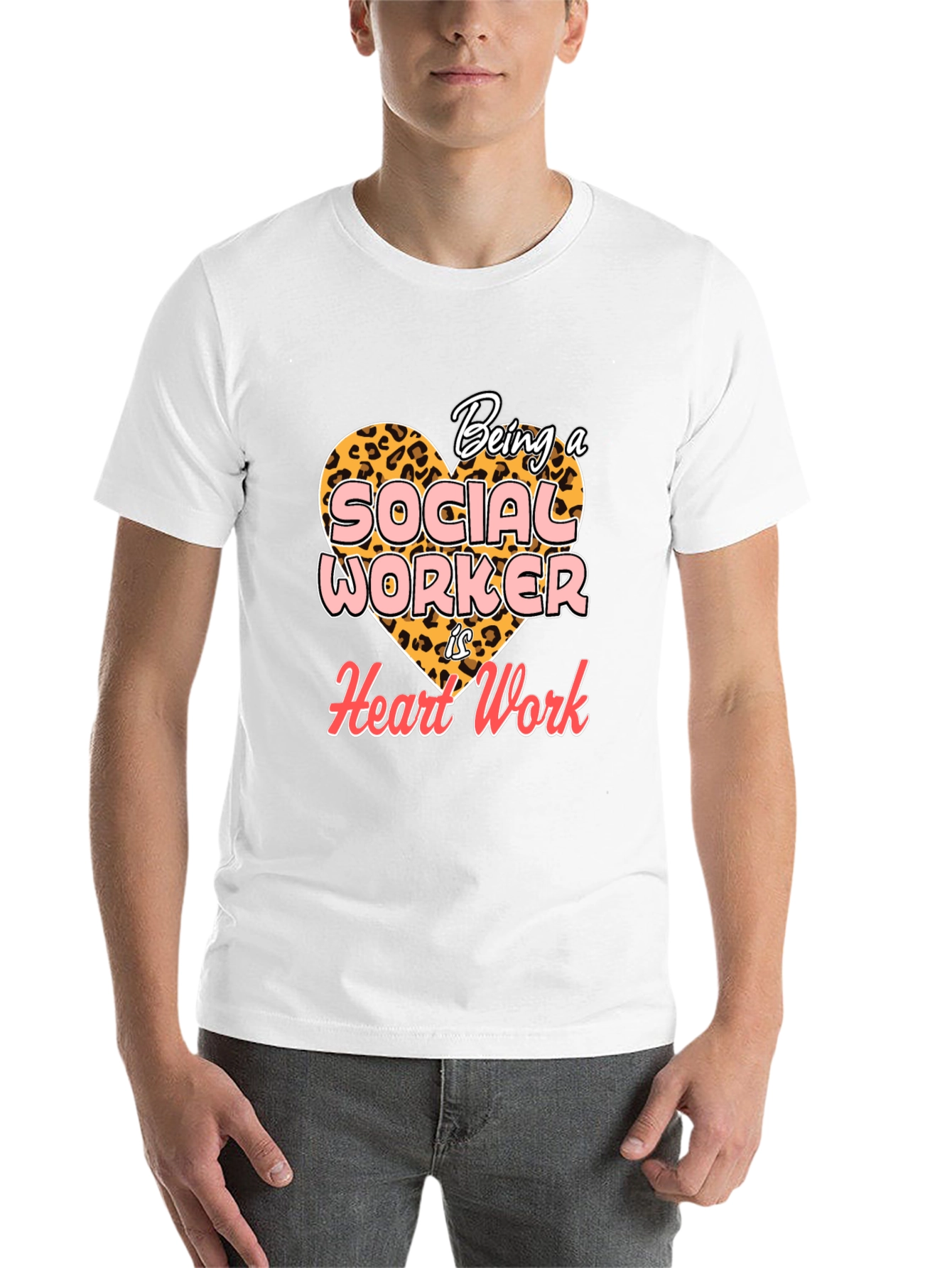 Black Social Worker Heart Work T-Shirt - Black view 14