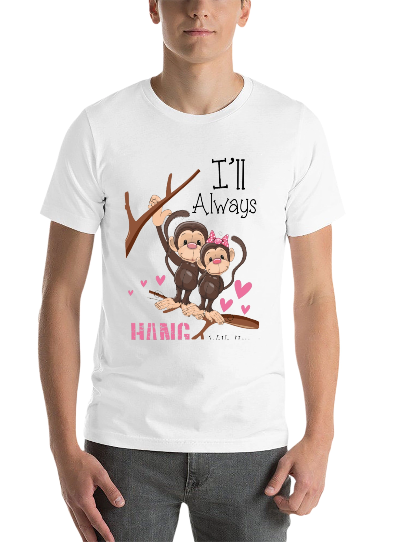 Black Hang In There Monkey Couple Graphic Tee view 14