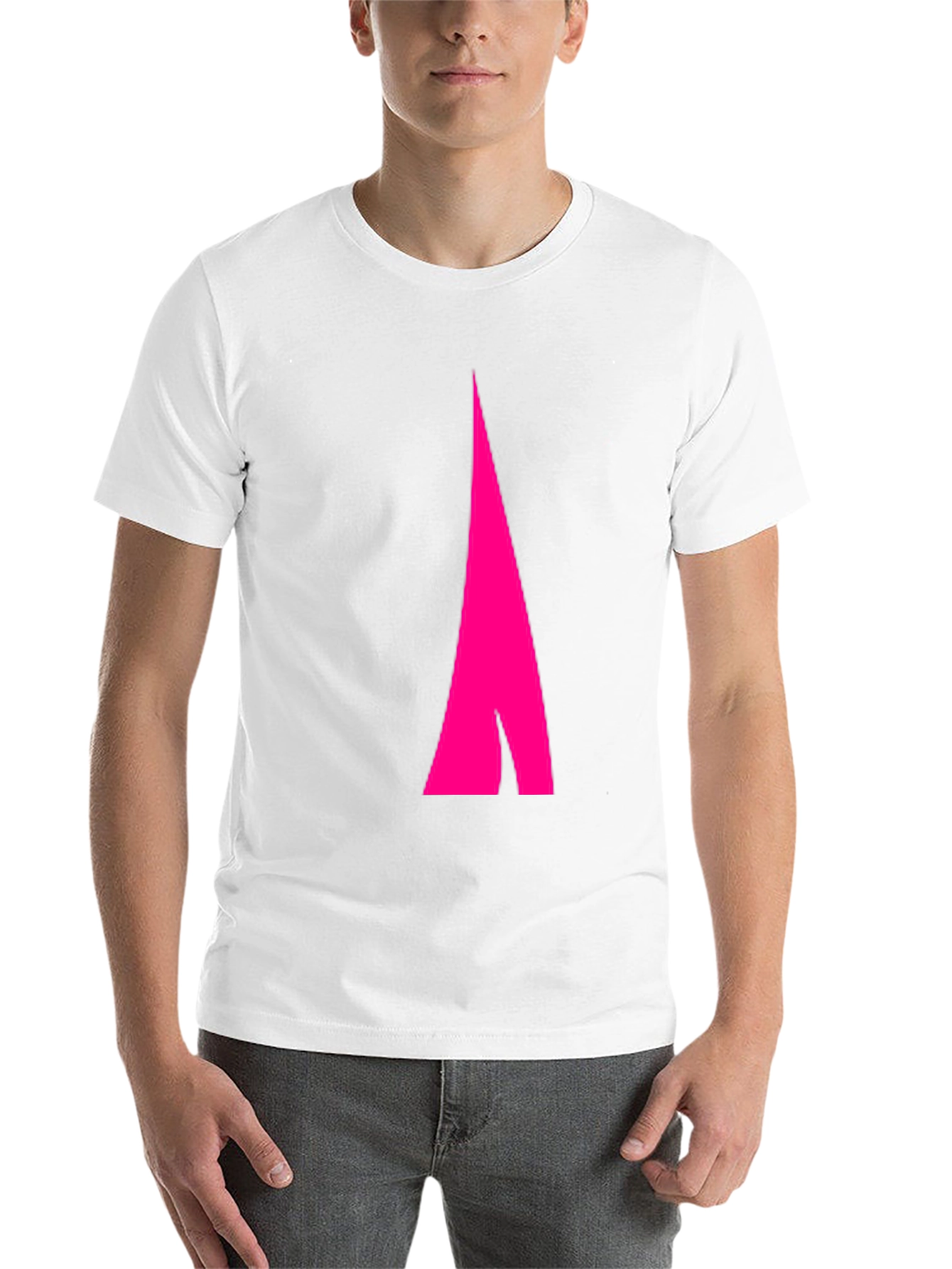 Black Men's Black Tee with Abstract Pink Arrow Design view 14