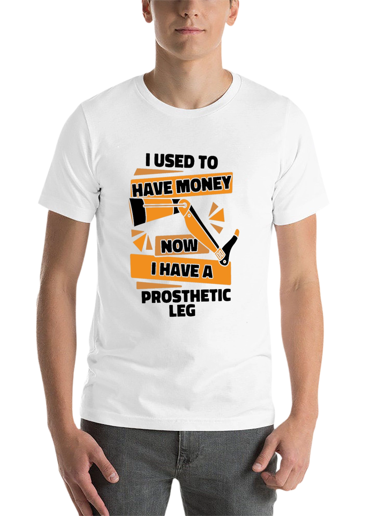 Black Funny Prosthetic Leg T-Shirt - I Used to Have Money view 14