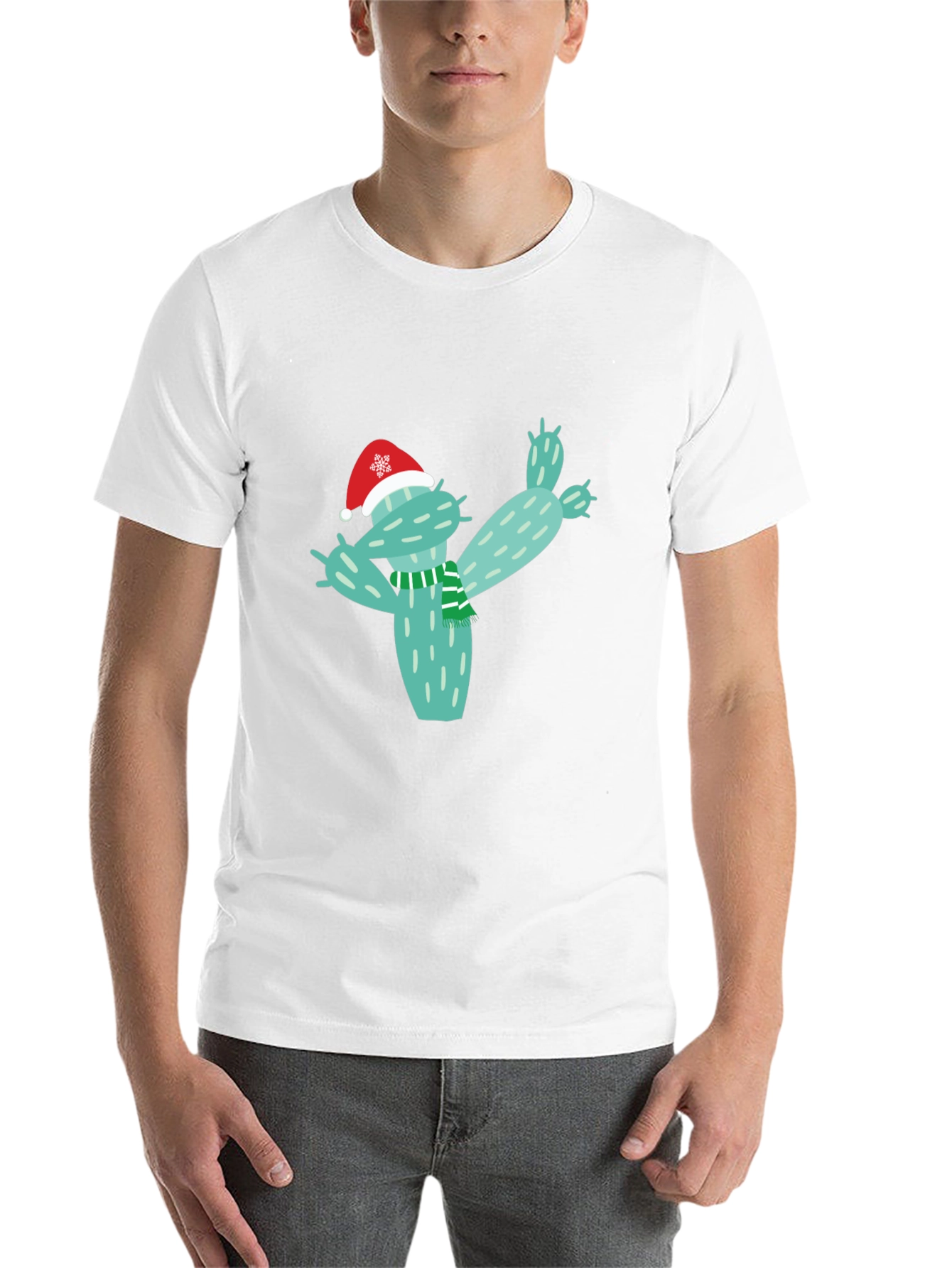 Black Festive Cactus T-Shirt - Holiday Cheer view 14