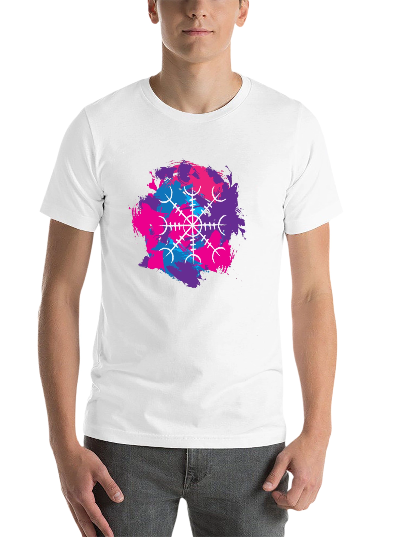 Black Black T-Shirt with Abstract Vegvisir Design view 14