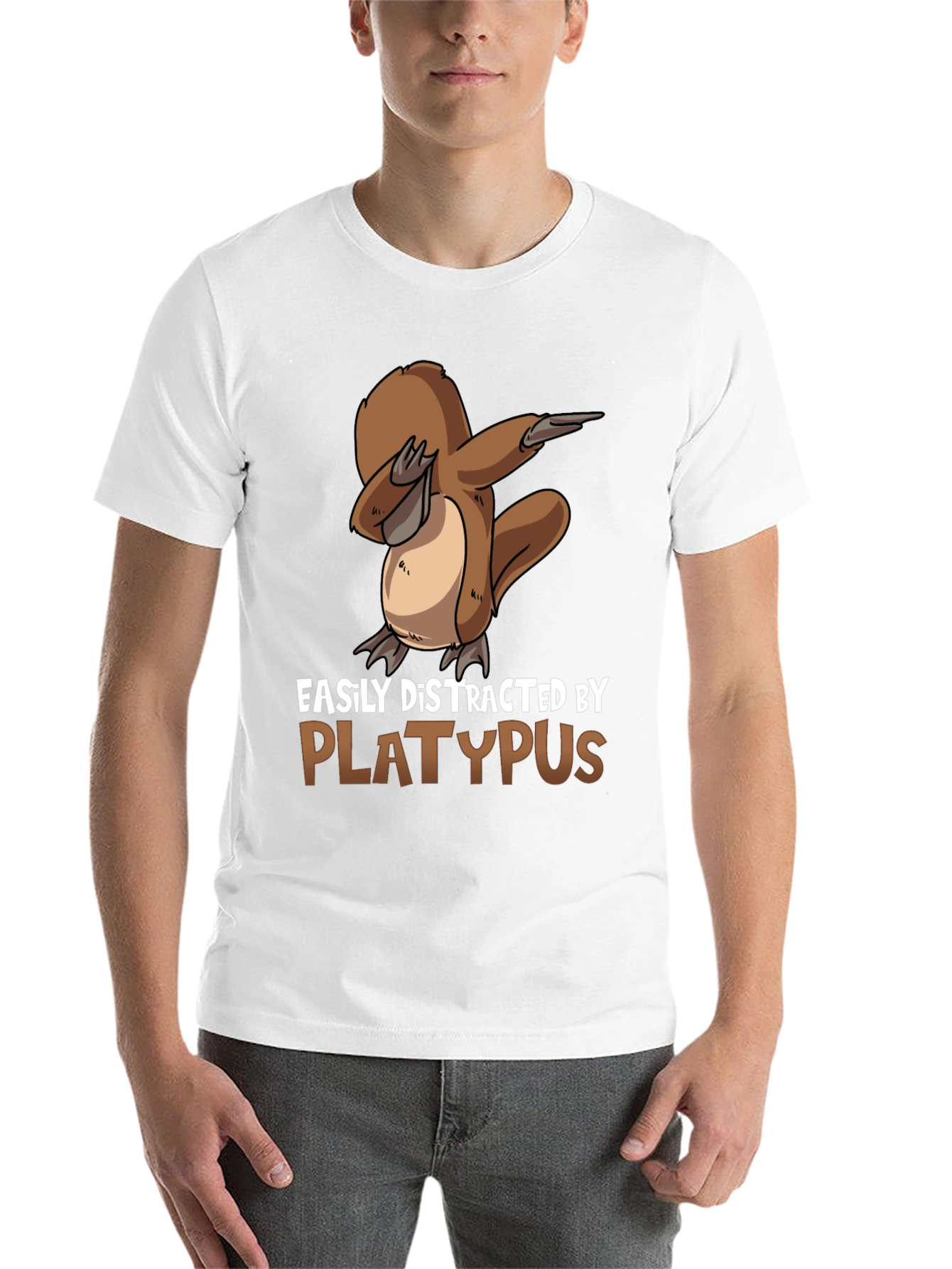 Black Easily Distracted By Platypus Black T-Shirt view 14