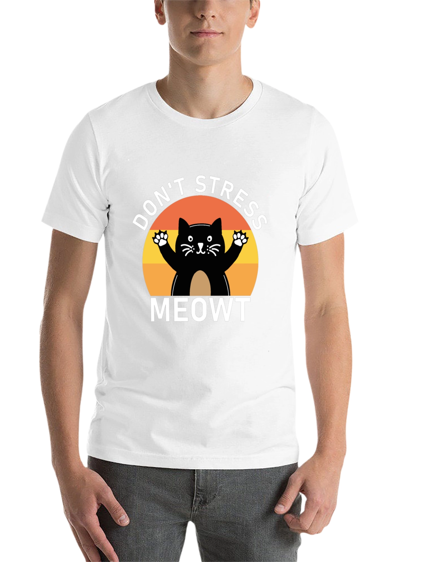 Black Don't Stress Meowt Cat T-Shirt view 14