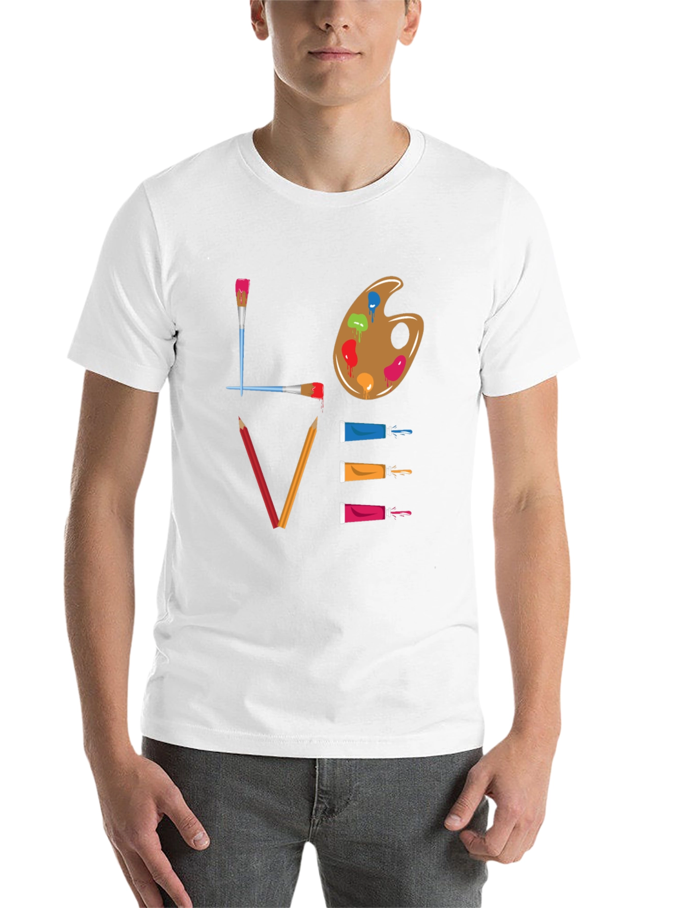Black Love Art T-Shirt: Painter's Palette Design view 14