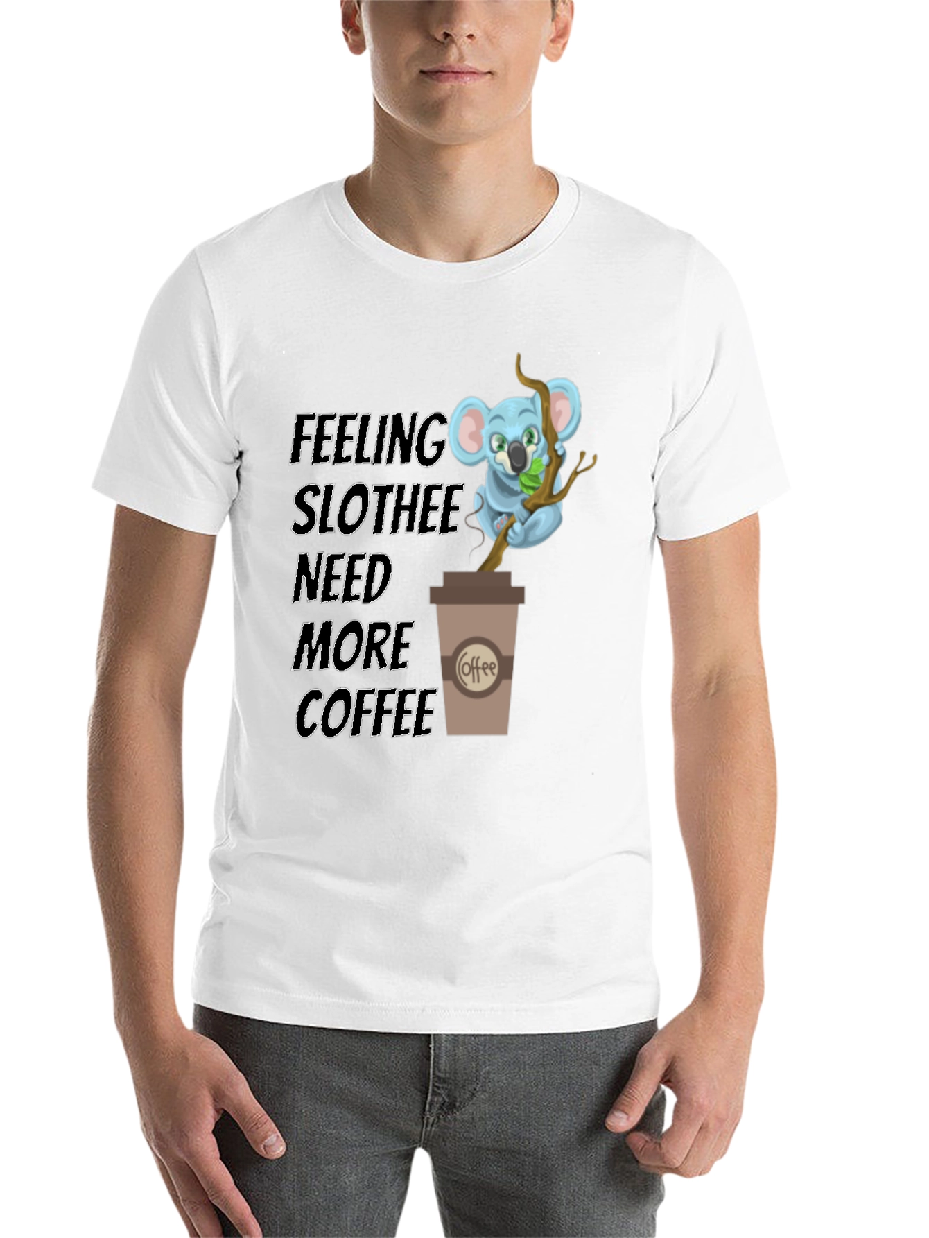 Black Feeling Slothee Need More Coffee T-Shirt view 14