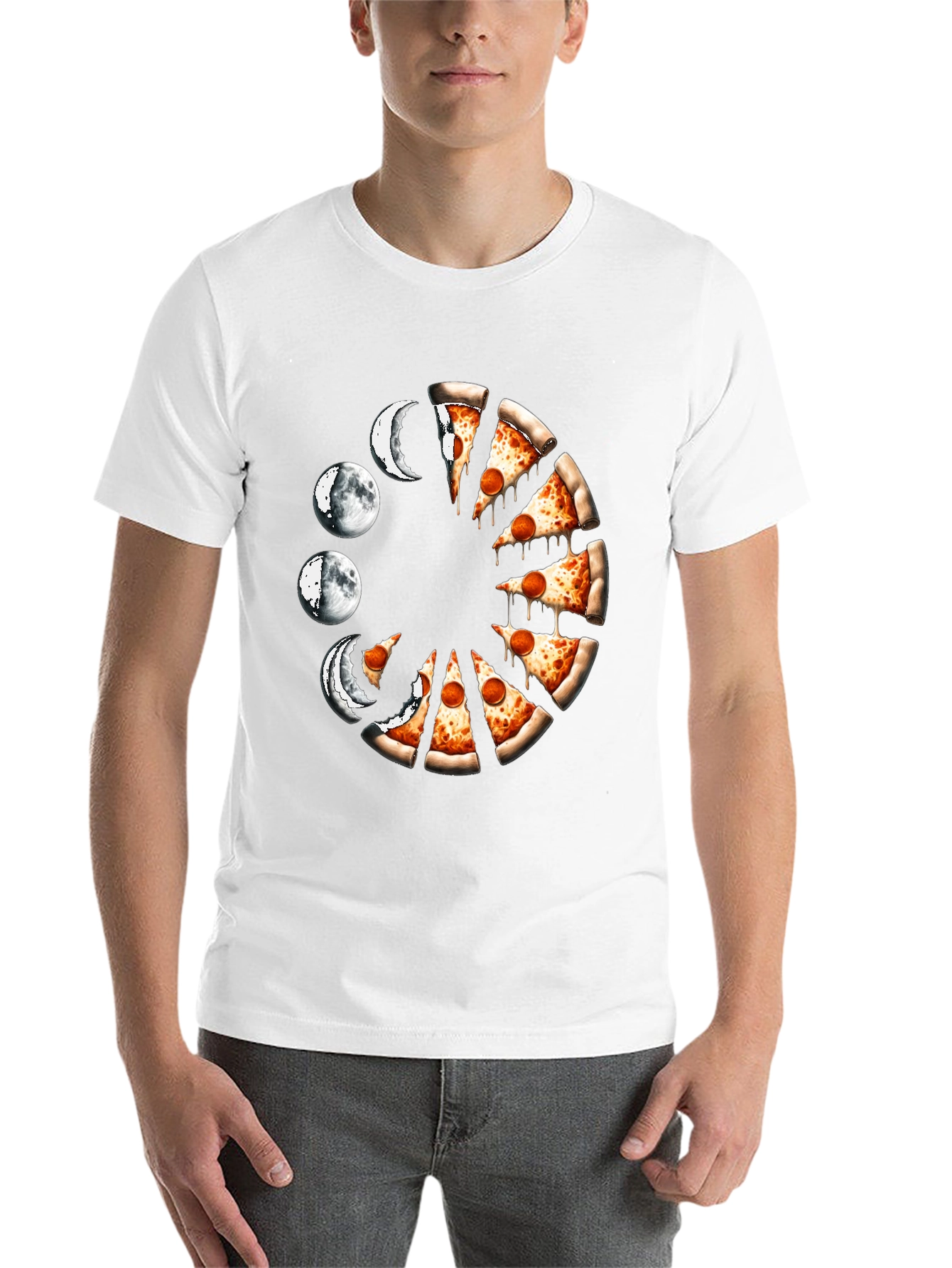 Black Pizza Moon Phases Graphic Tee view 14