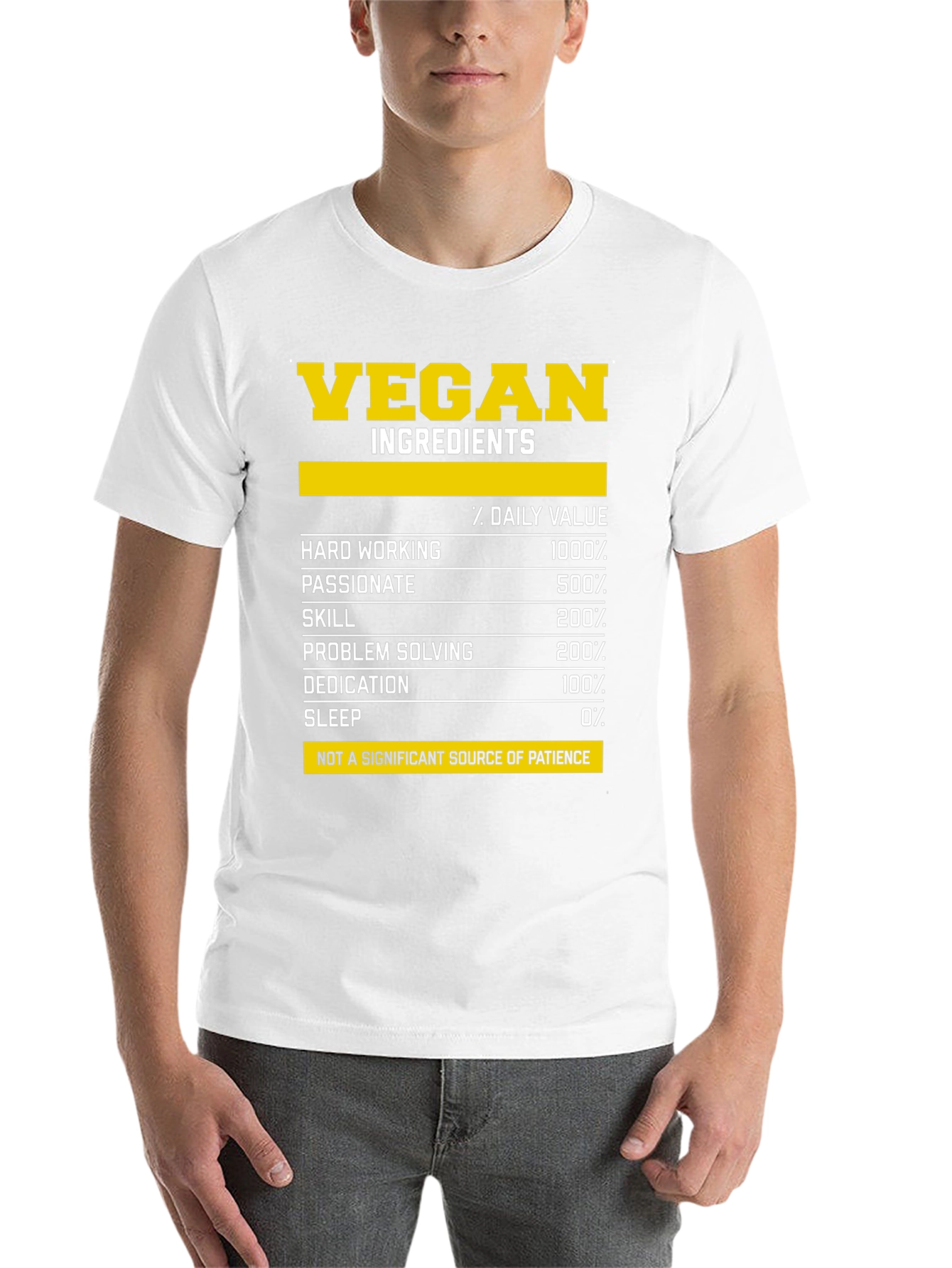 Black Vegan Ingredients T-Shirt - Funny Nutrition Facts Tee view 14