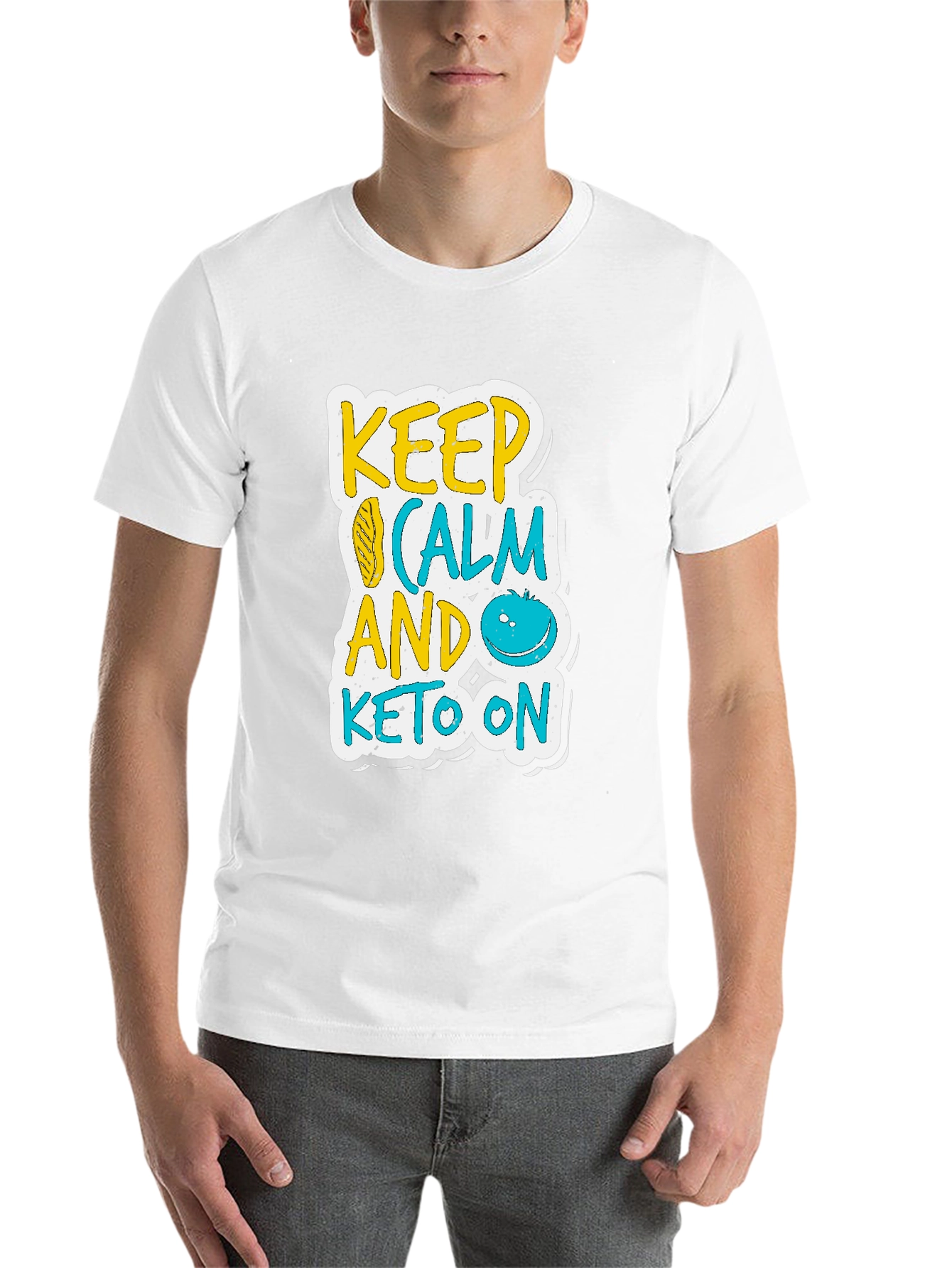 Black Keep Calm and Keto On Black T-Shirt view 14