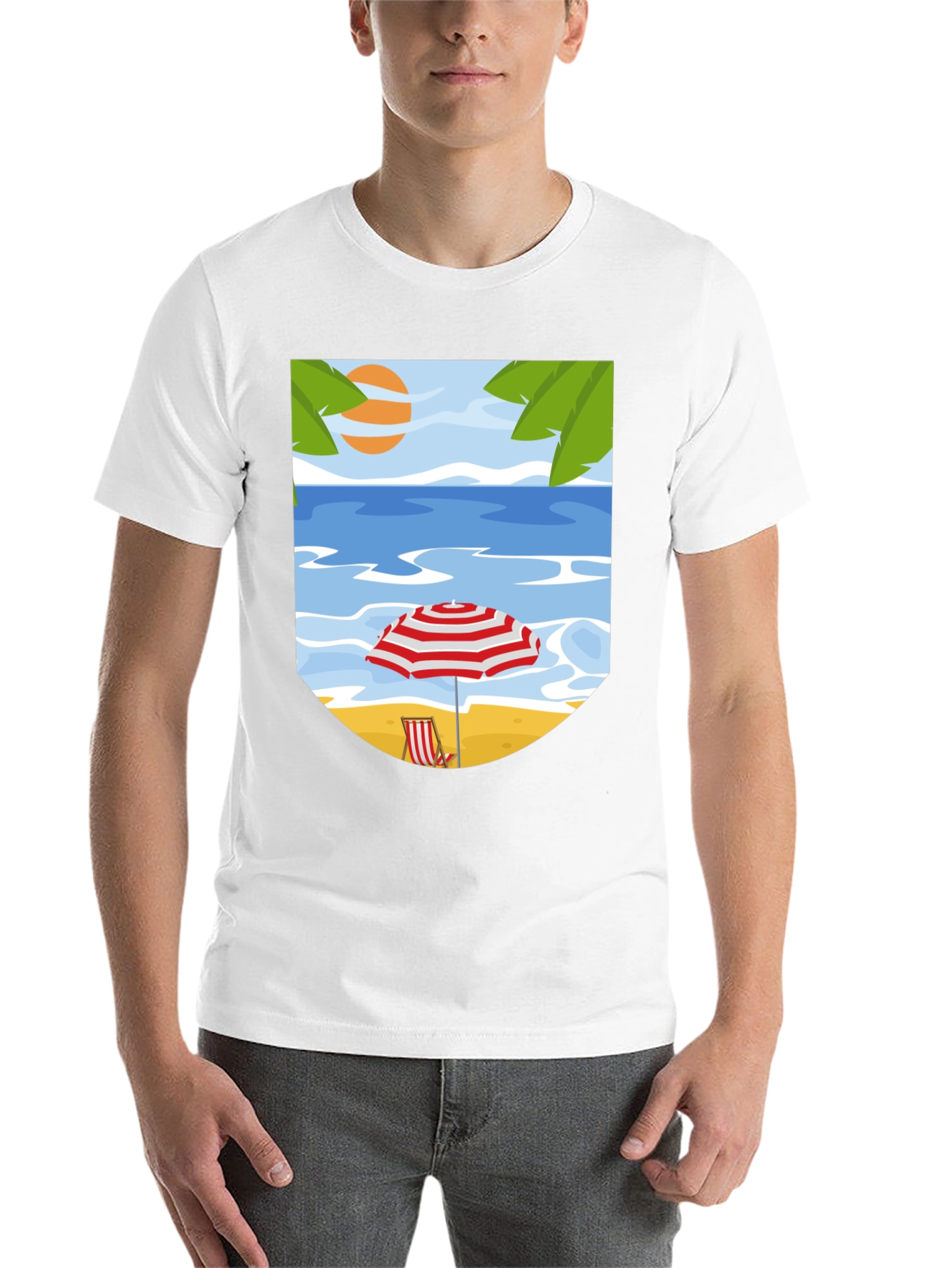 Black Beach Scene Graphic Tee - Black Cotton T-Shirt view 14
