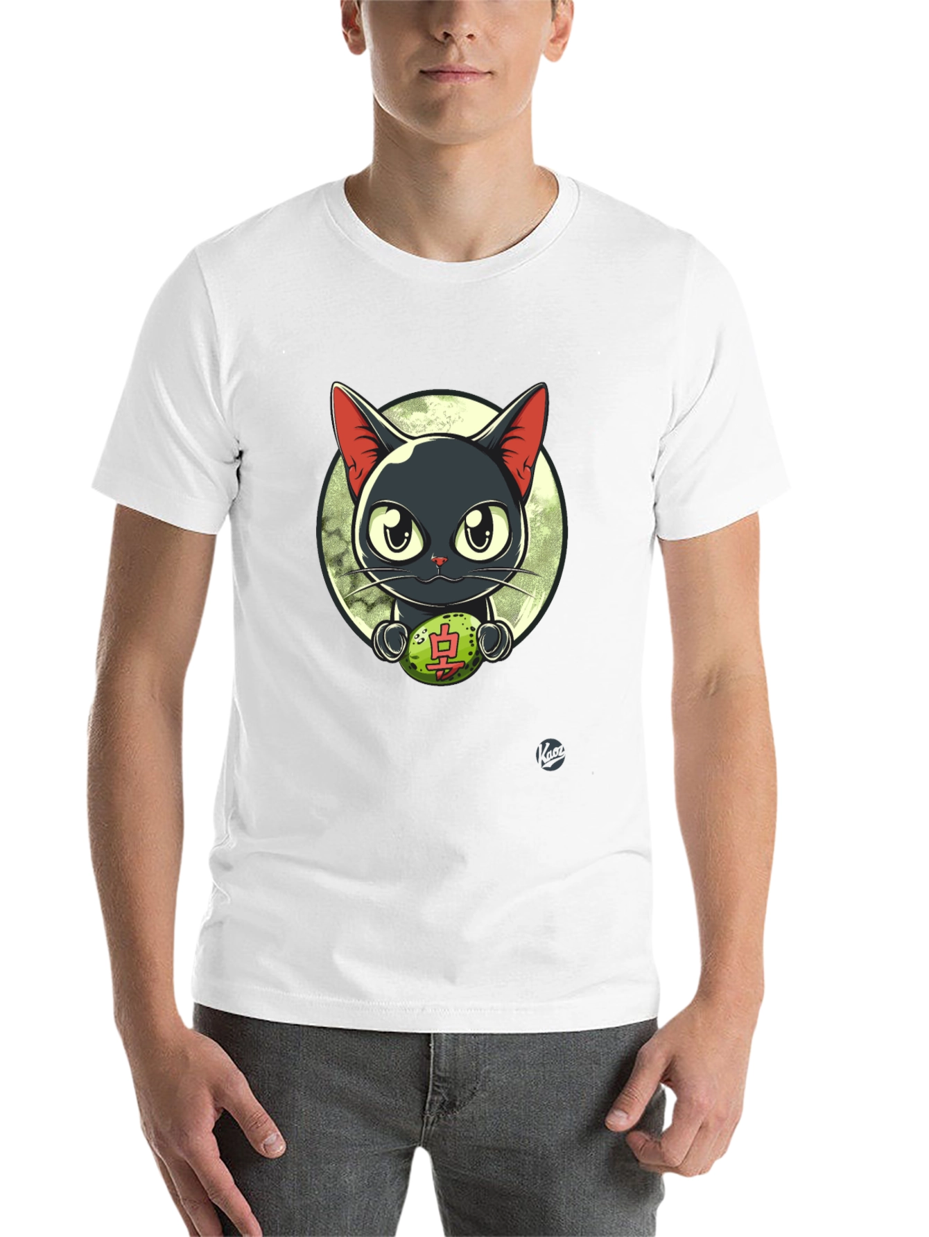 Black Cool Cat T-Shirt - Lucky Charm Design view 14