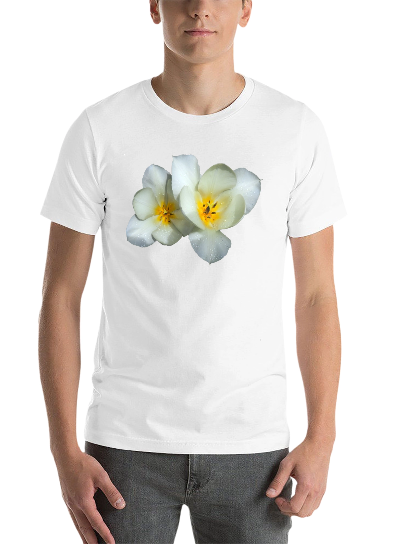 Black Floral Graphic Tee - White Flowers on Black view 14