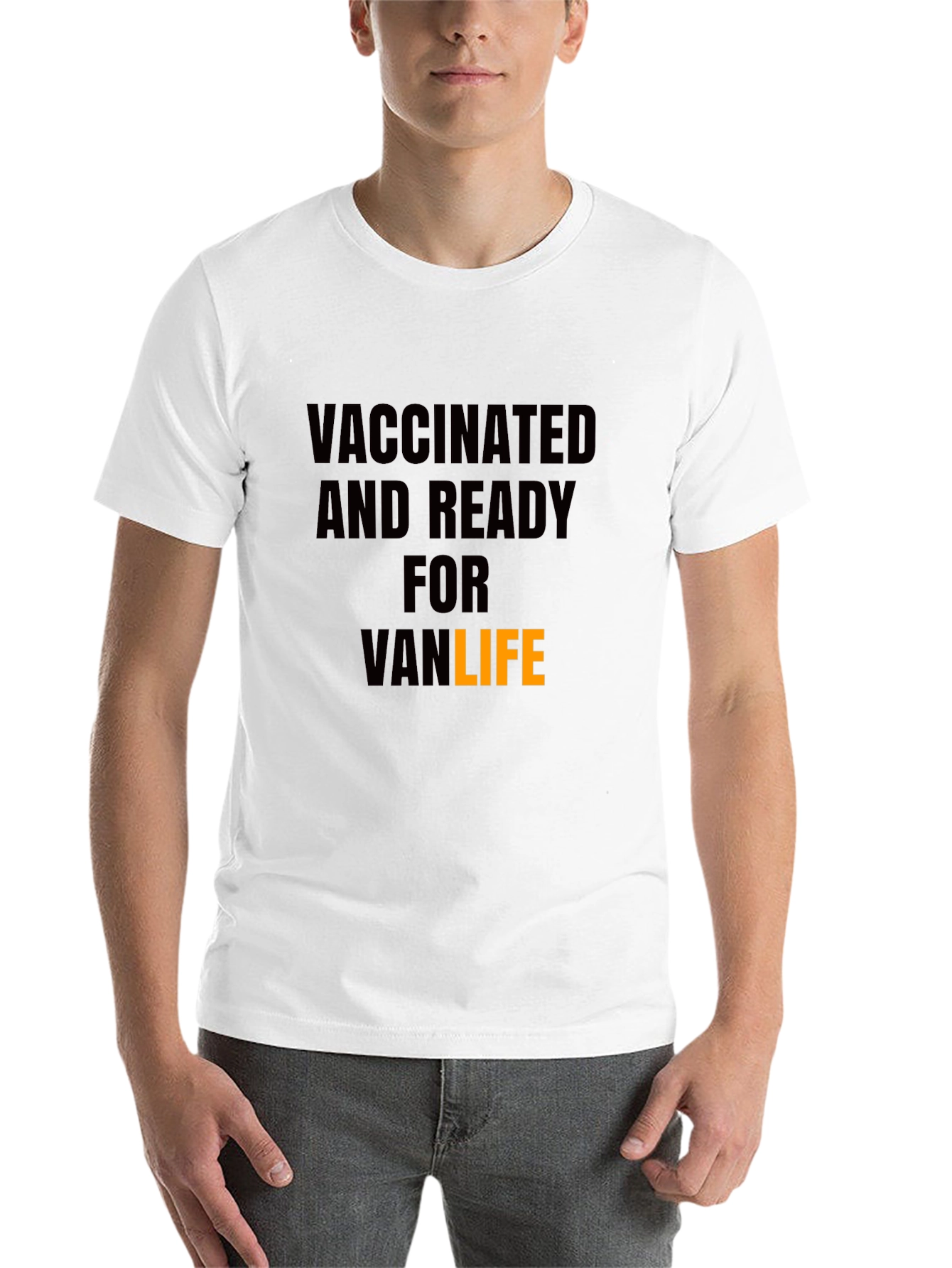 Black Vaccinated Van Life T-Shirt - Black view 14