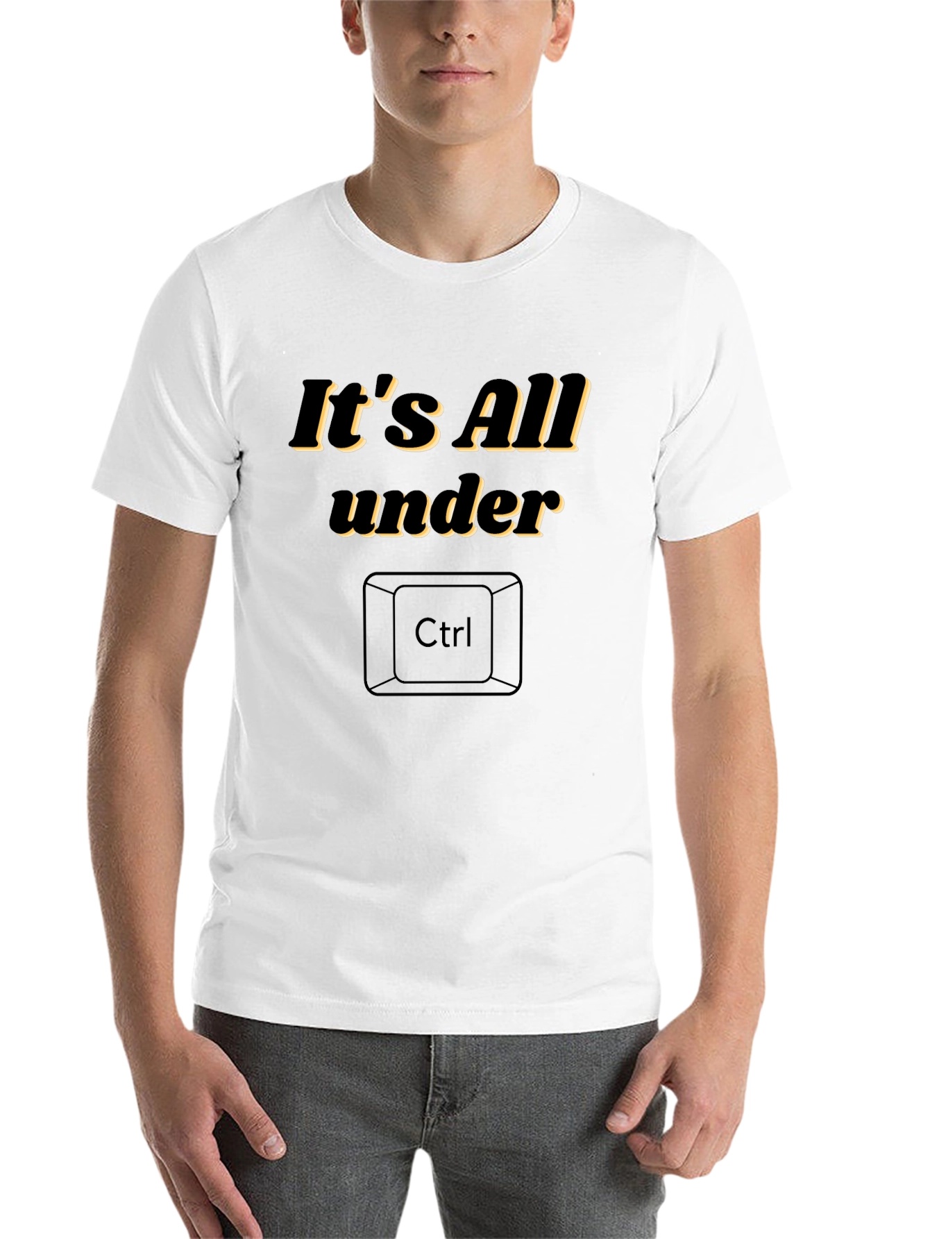 Black It's All Under Ctrl Funny Graphic T-Shirt view 14