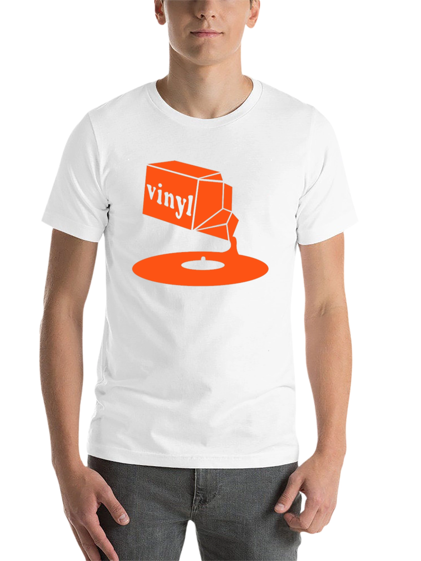 Black Vinyl Music T-Shirt - Retro Orange Design view 14