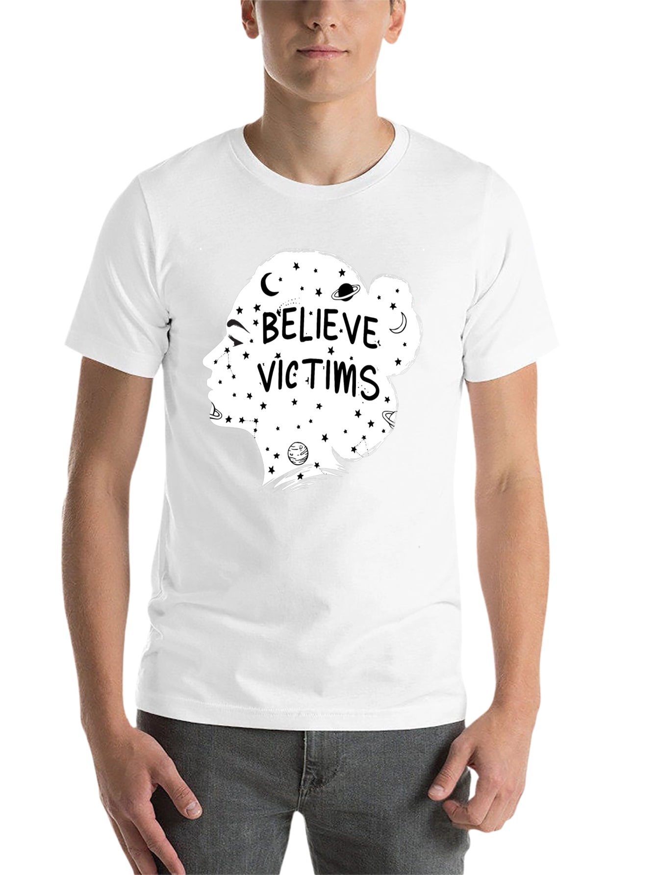 Black Believe Victims Graphic Tee - Unisex Black T-Shirt view 14