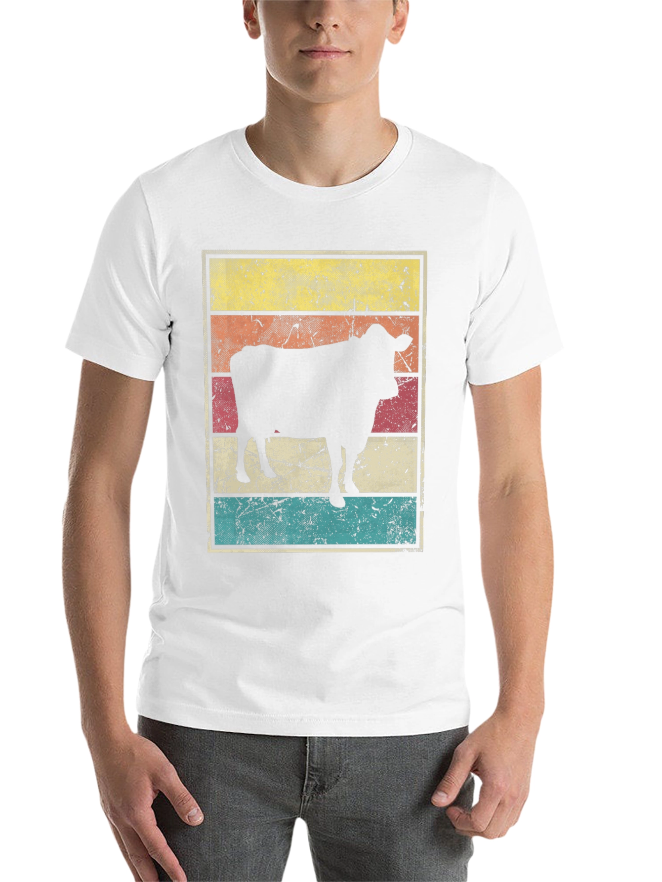 Black Retro Cow Graphic T-Shirt view 14